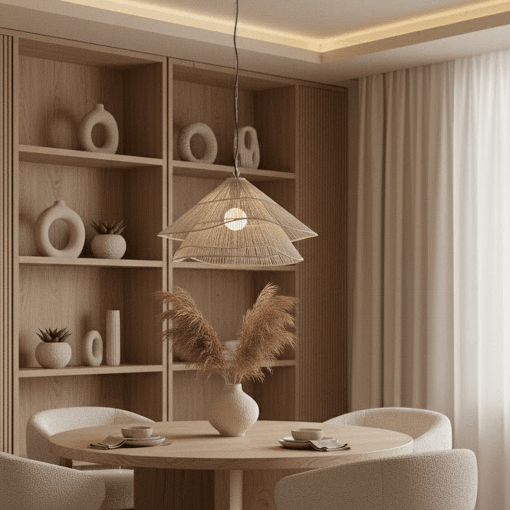 Tiare Cream Woven 2 Tier Abstract Ceiling Light Lighting