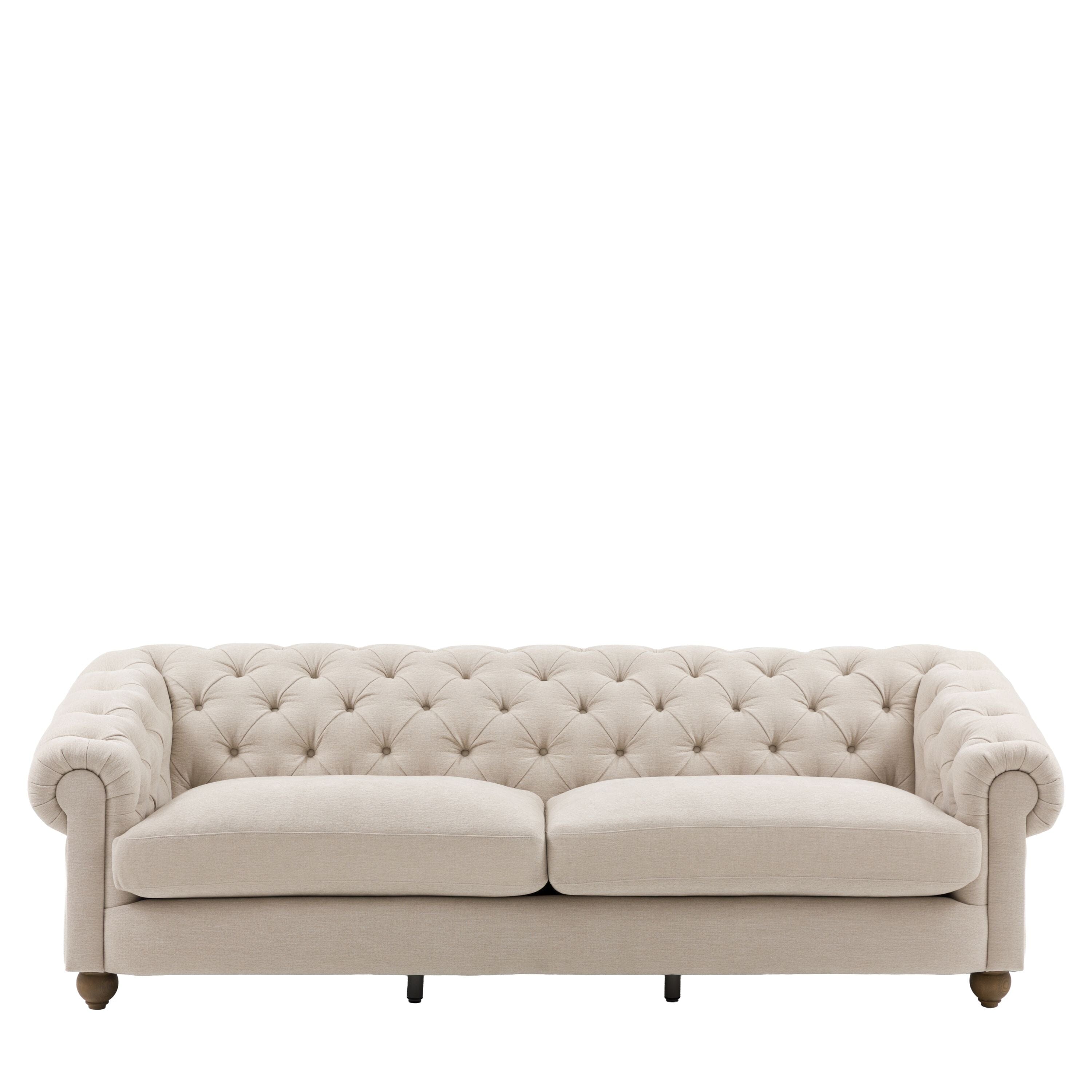 Tilda Oatmeal Chesterfield 4 Seater Sofa Sofa