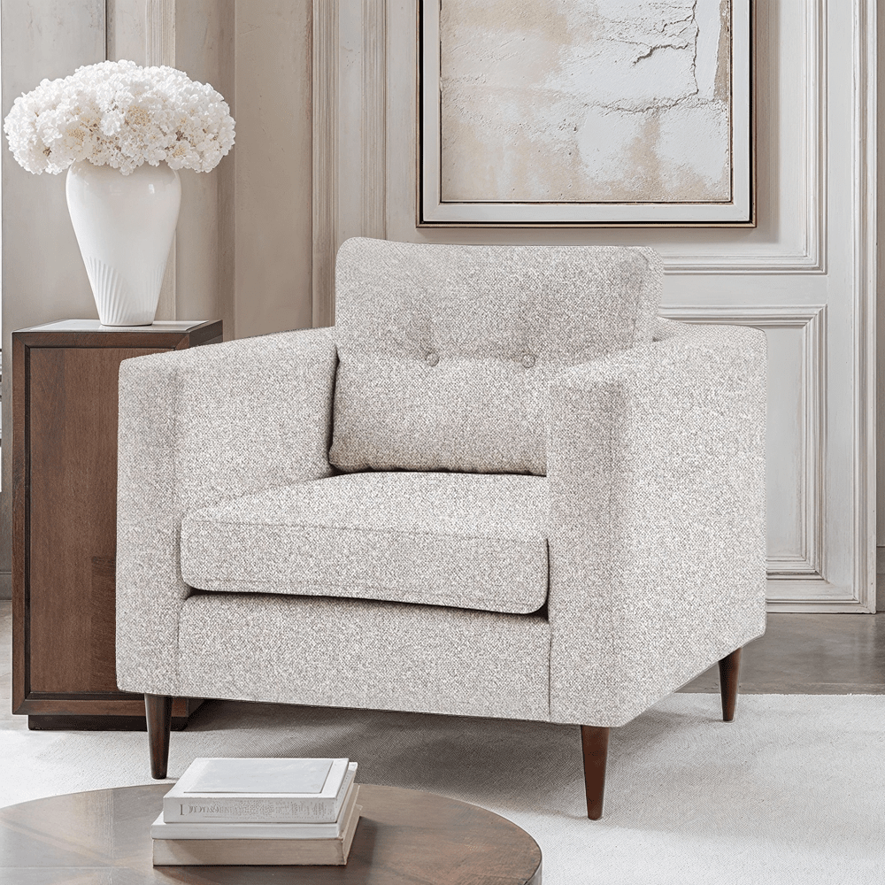 Tilly Grey Textured Buttoned Back Armchair Furniture