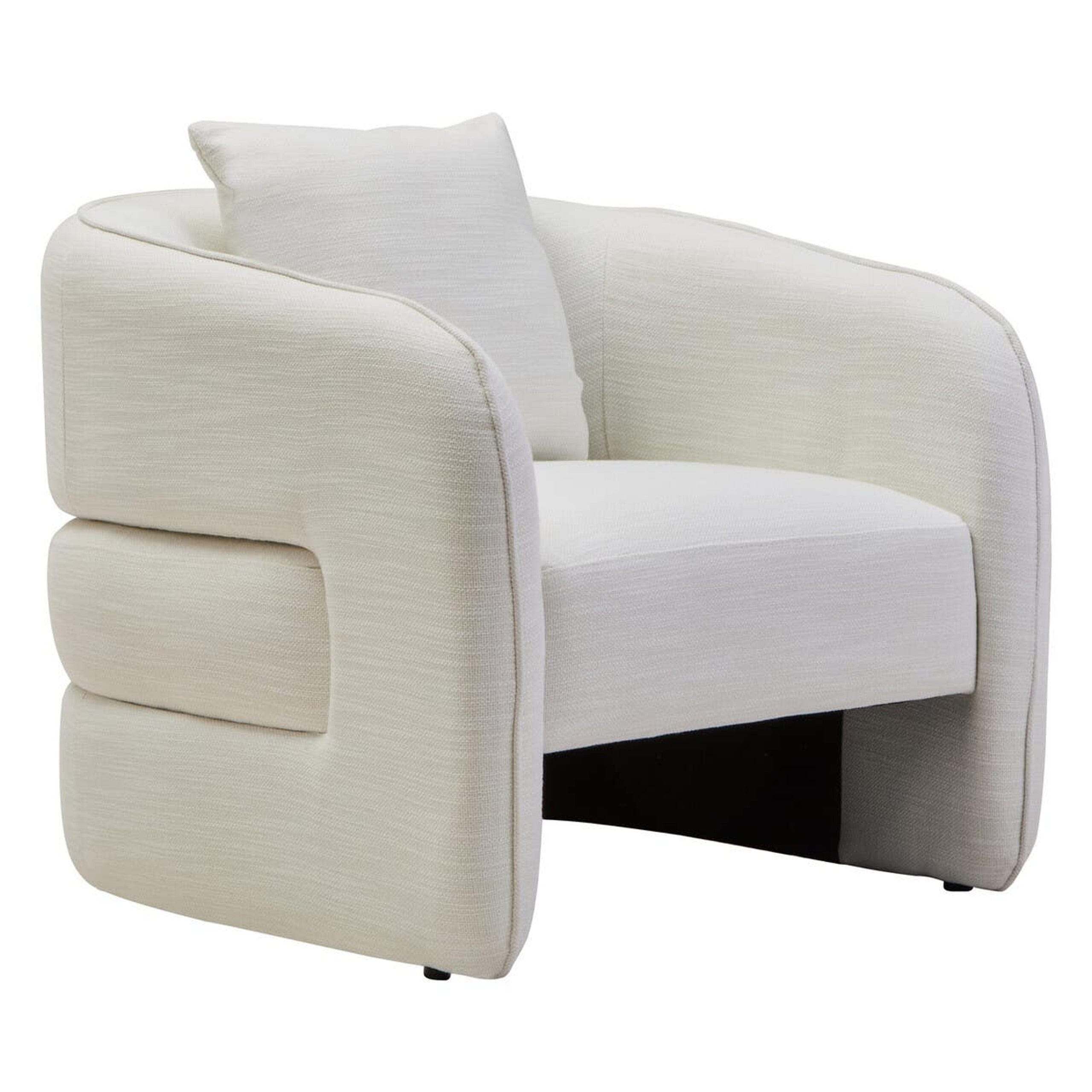 Tofna Cream Linen Effect Curved Accent Chair Furniture