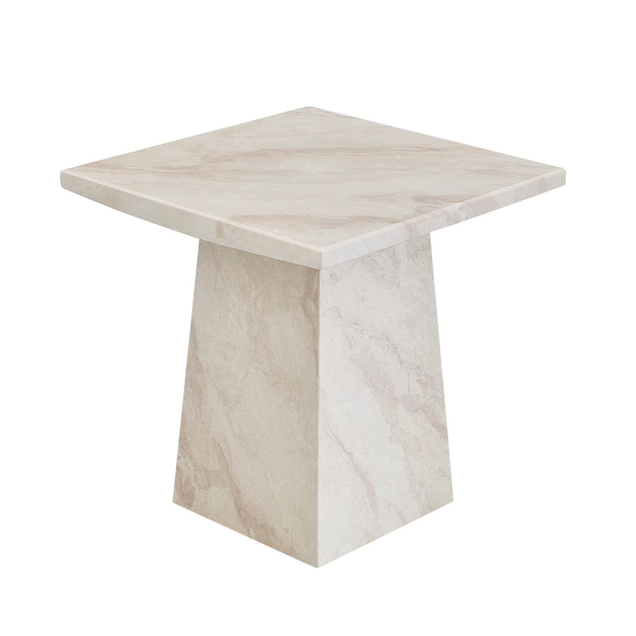 Travara Taupe & Cream Marble Side Table Furniture
