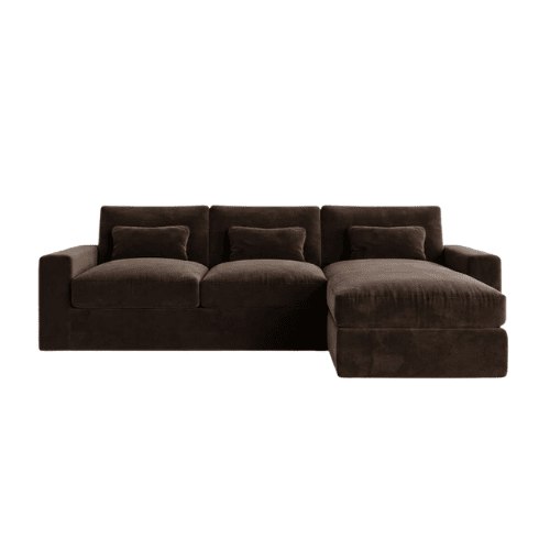 Tribeca Chocolate Brown Velvet Medium Right Hand Facing Chaise End Sofa Sofa