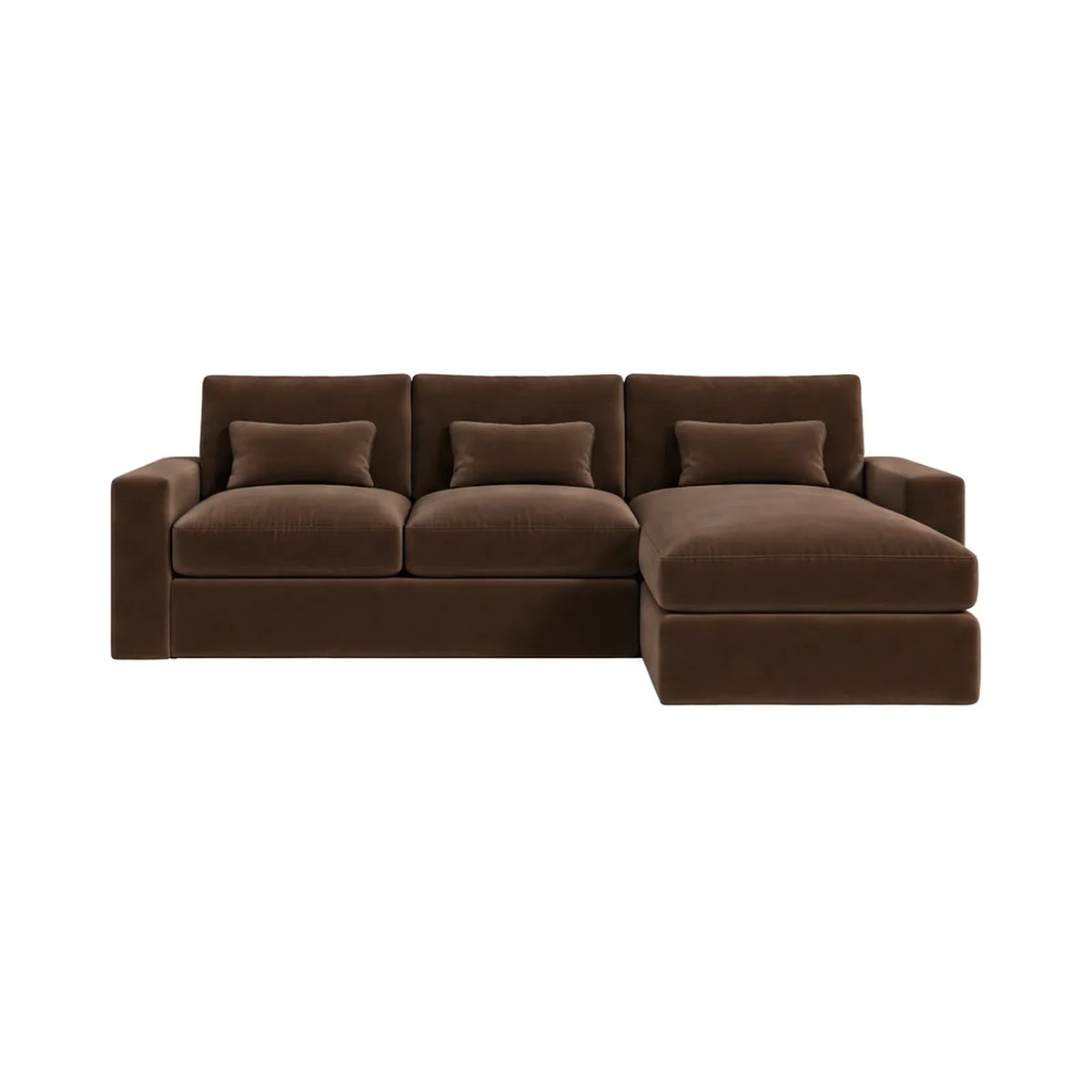 Tribeca Chocolate Brown Velvet Medium Right Hand Facing Chaise End Sofa Sofa