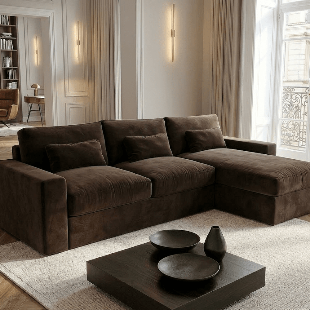 Tribeca Chocolate Brown Velvet Medium Right Hand Facing Chaise End Sofa Sofa