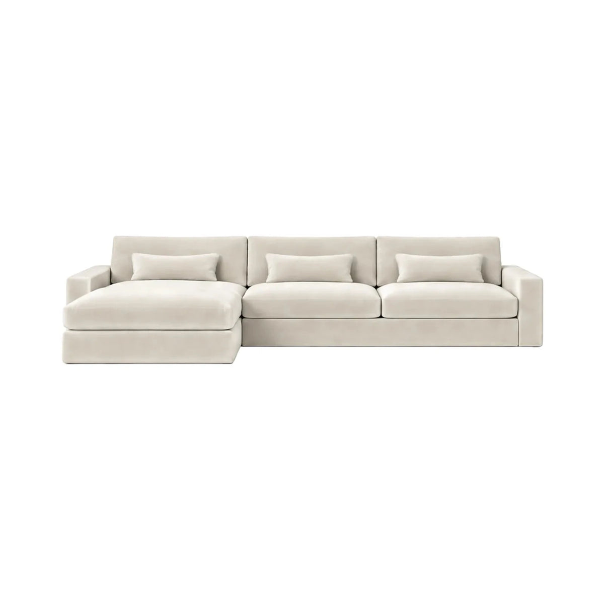 Tribeca Cream Velvet Large Left Hand Facing Chaise End Sofa Sofa