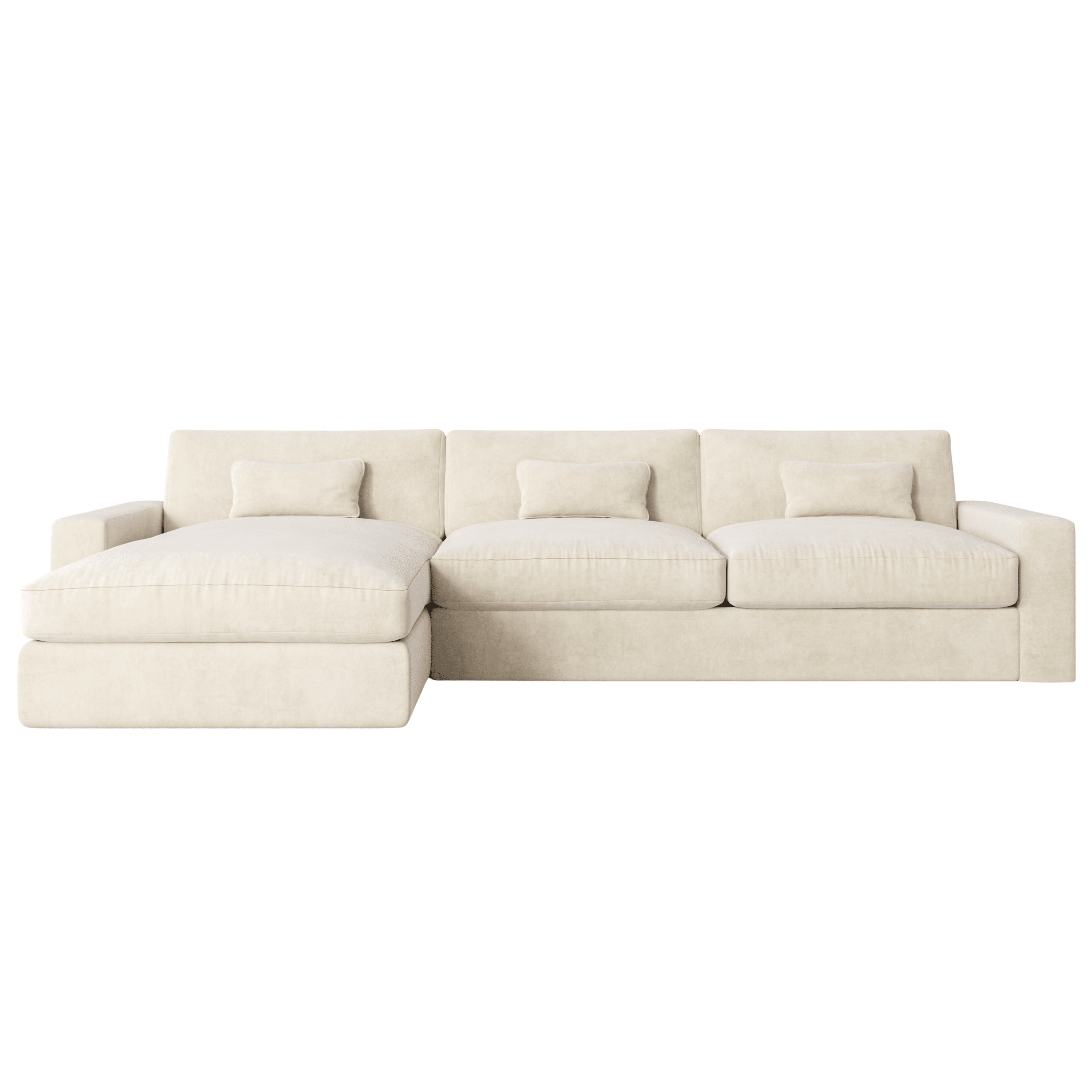 Tribeca Cream Velvet Large Left Hand Facing Chaise End Sofa Sofa