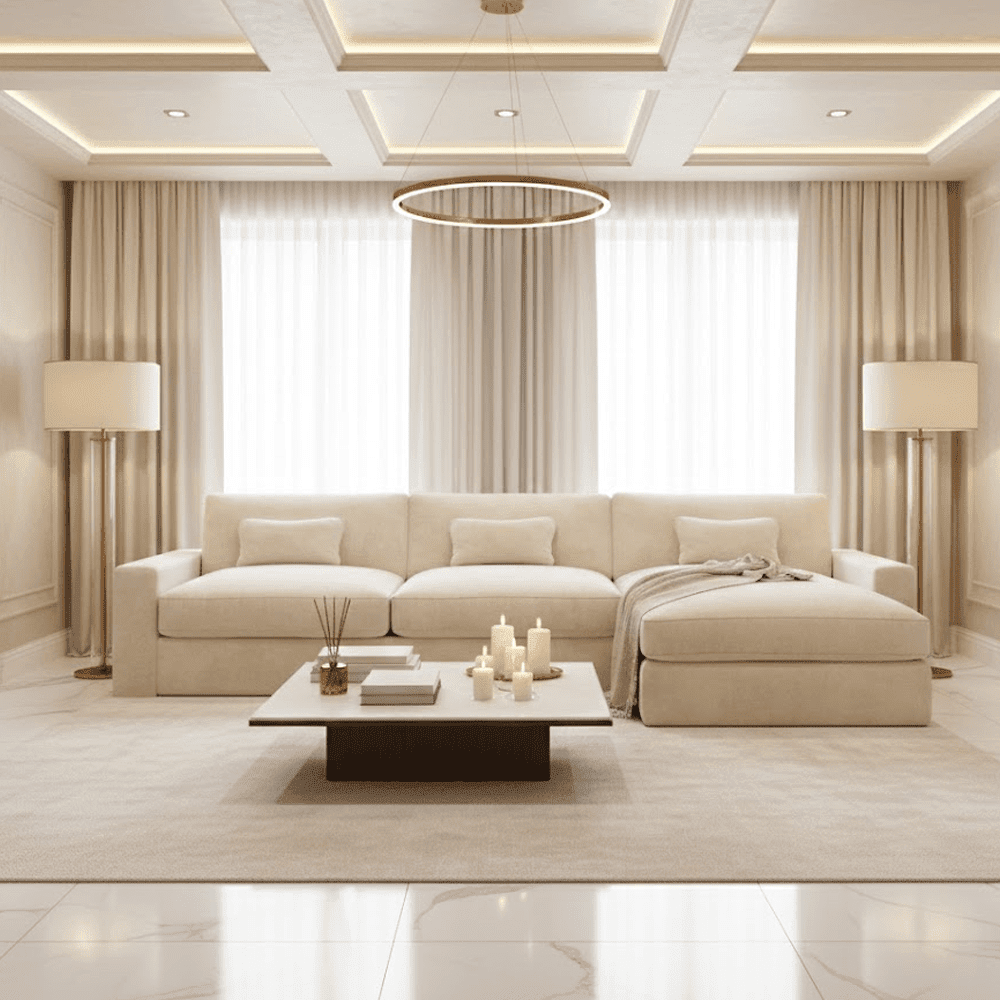 Tribeca Cream Velvet Large Right Hand Facing Chaise End Sofa Sofa