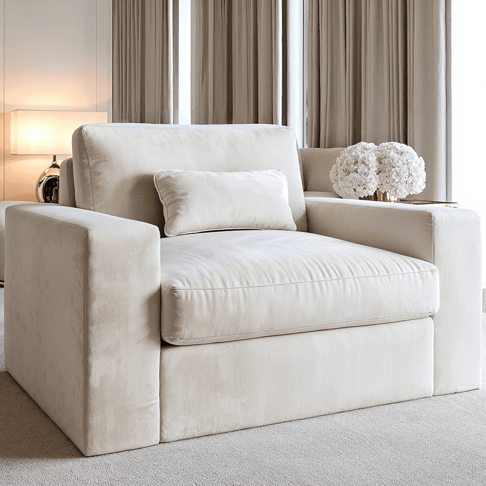 Tribeca Cream Velvet Love Seat Sofa