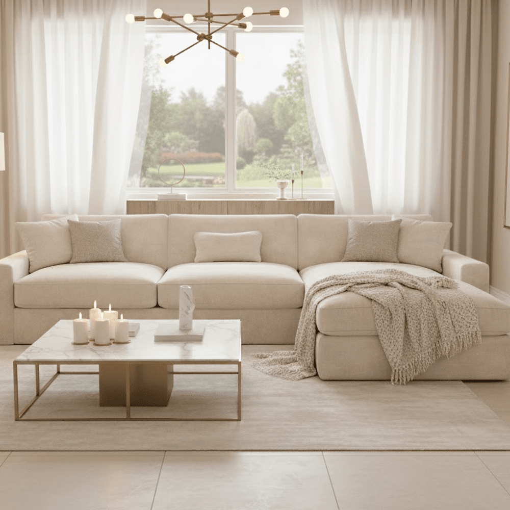 Tribeca Cream Velvet Medium Left Hand Facing Chaise End Sofa Sofa