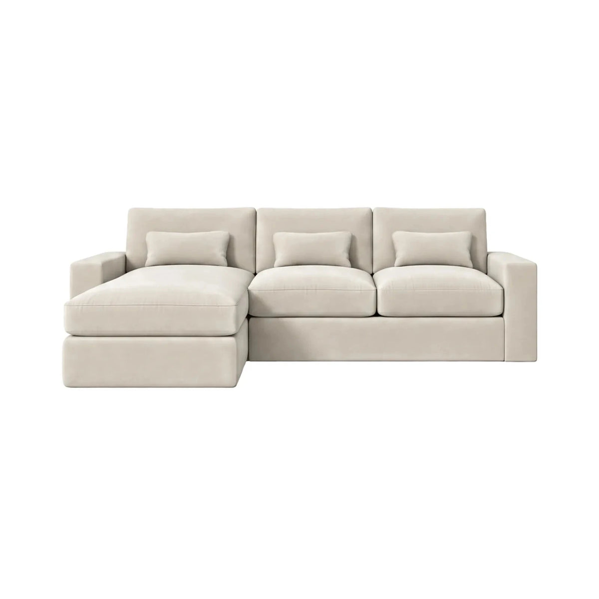 Tribeca Cream Velvet Medium Left Hand Facing Chaise End Sofa Sofa