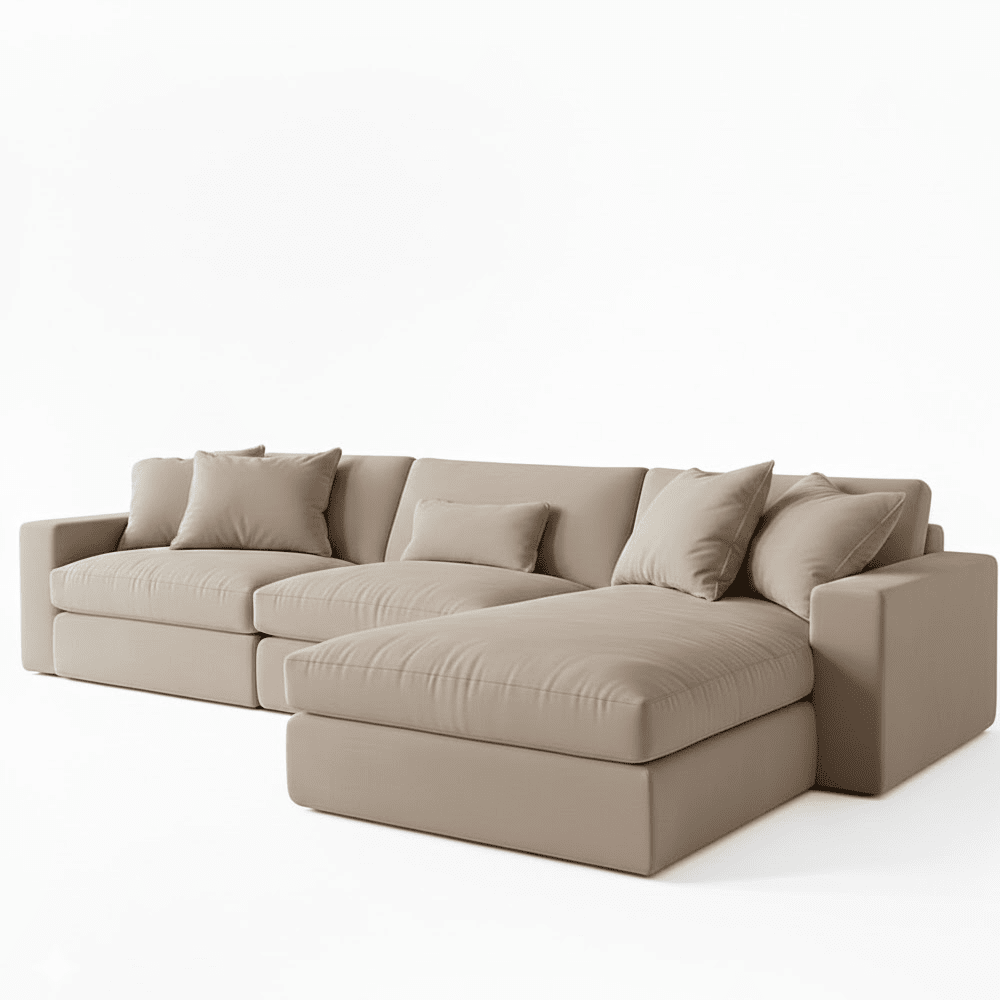 Tribeca Mink Velvet Large Right Hand Facing Chaise End Sofa Sofa