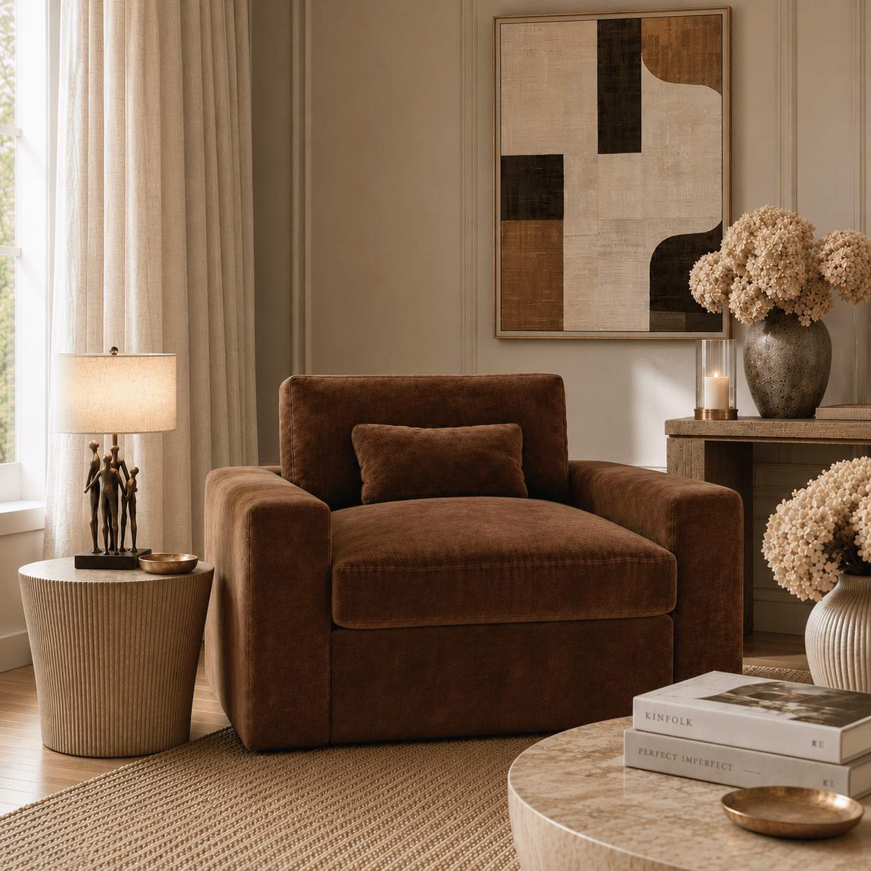 Tribeca Rust Velvet Love Seat Sofa
