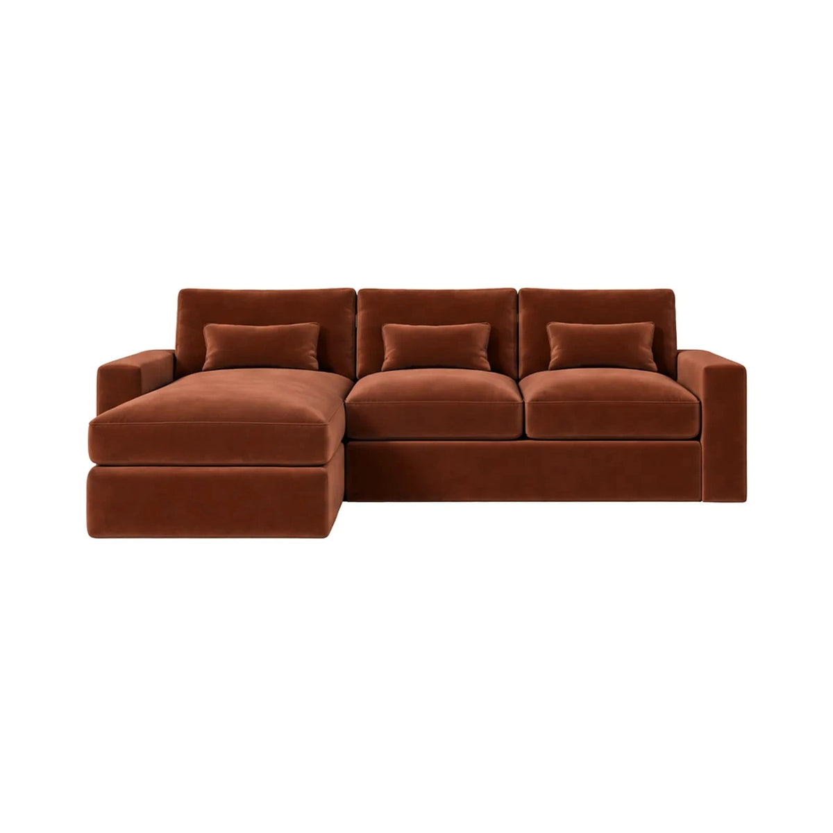 Tribeca Rust Velvet Medium Left Hand Facing Chaise End Sofa Sofa