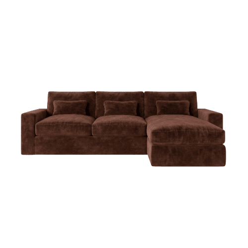 Tribeca Rust Velvet Medium Right Hand Facing Chaise End Sofa Sofa