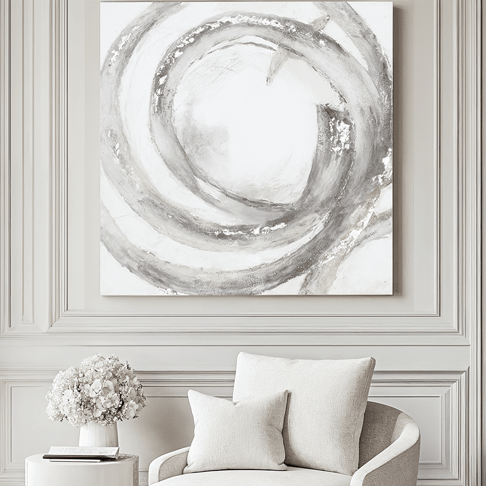 Trixie Large Silver & Grey Abstract Painted Canvas Accessories