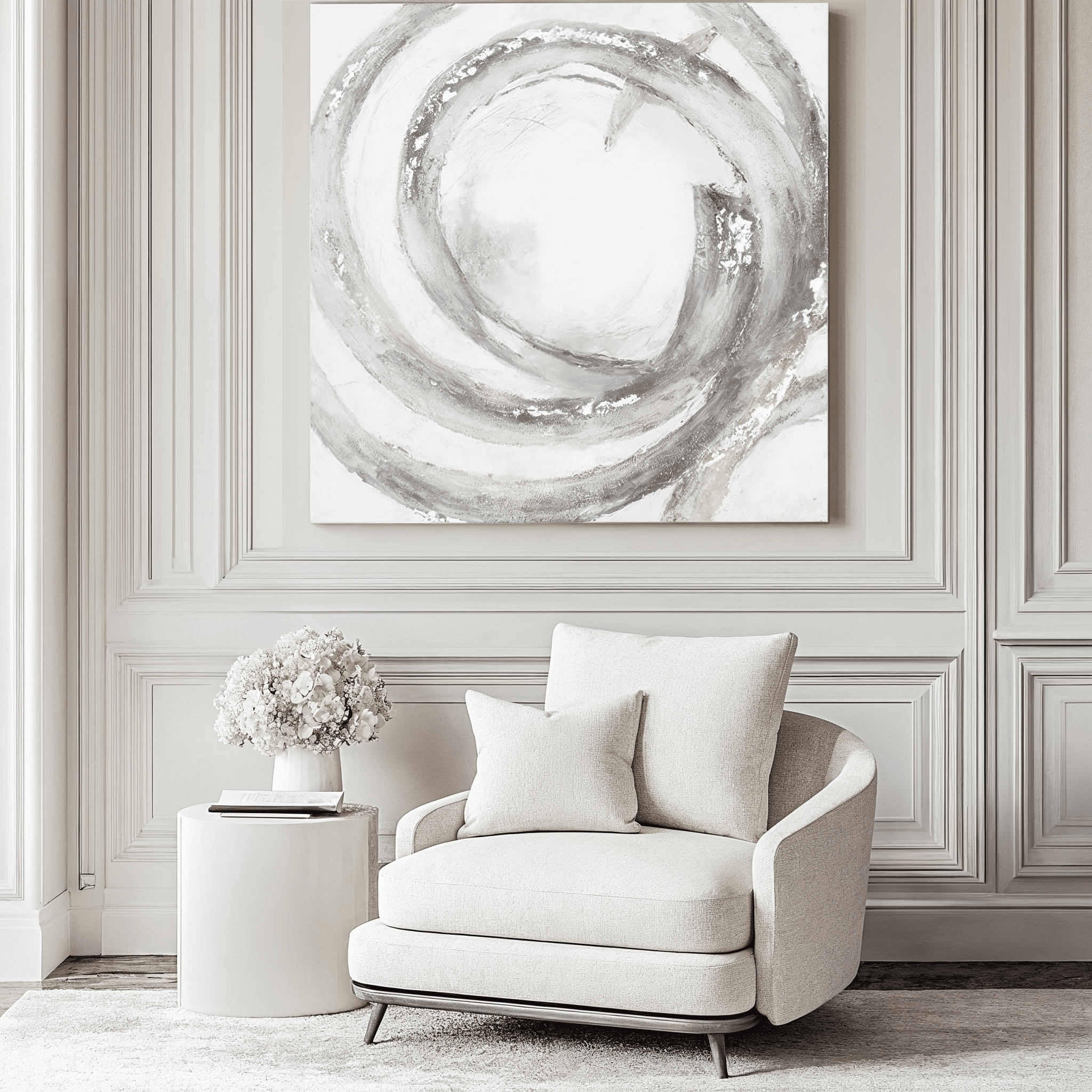 Trixie Large Silver & Grey Abstract Painted Canvas Accessories