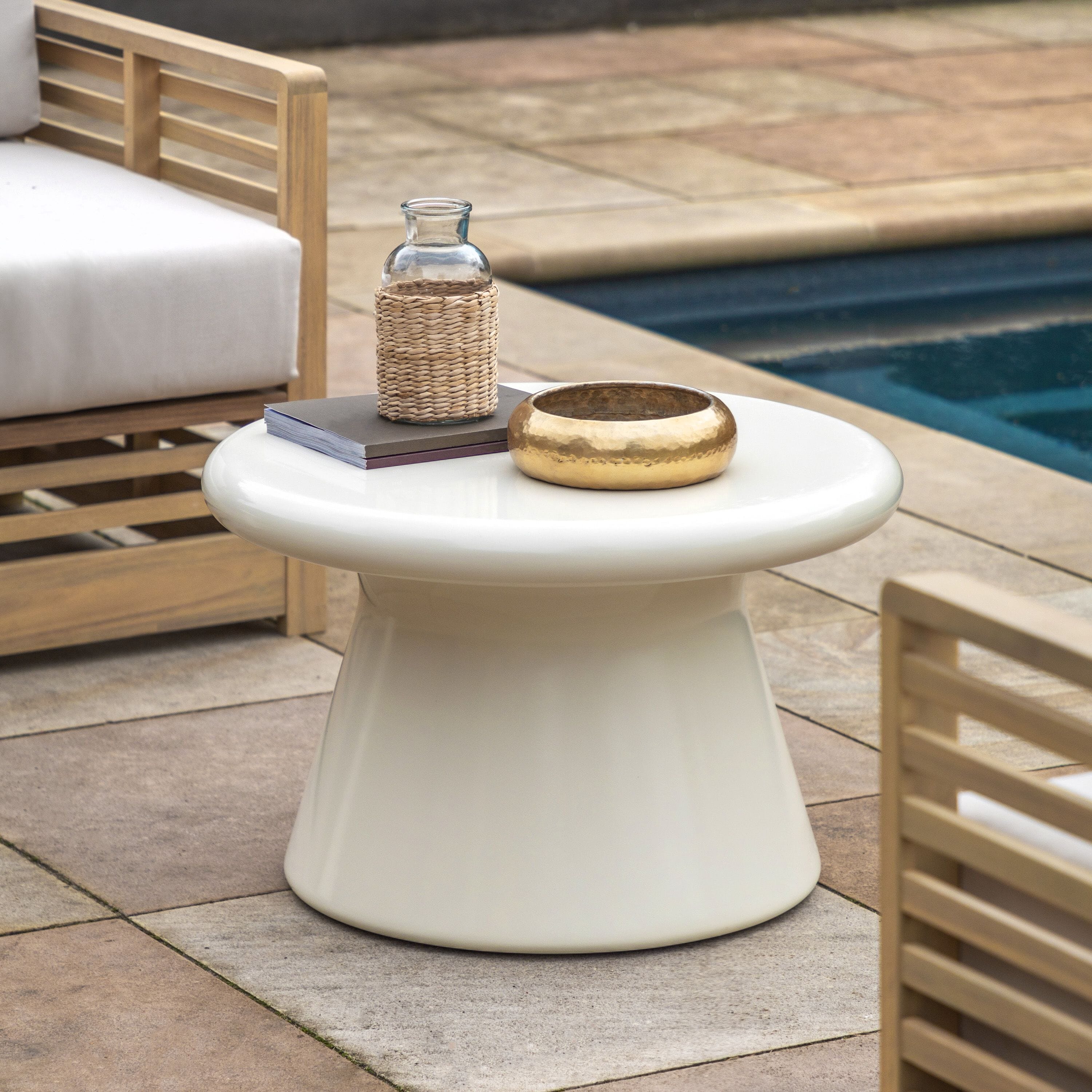 Tuscany Cream Indoor/Outdoor Round Coffee Table Furniture