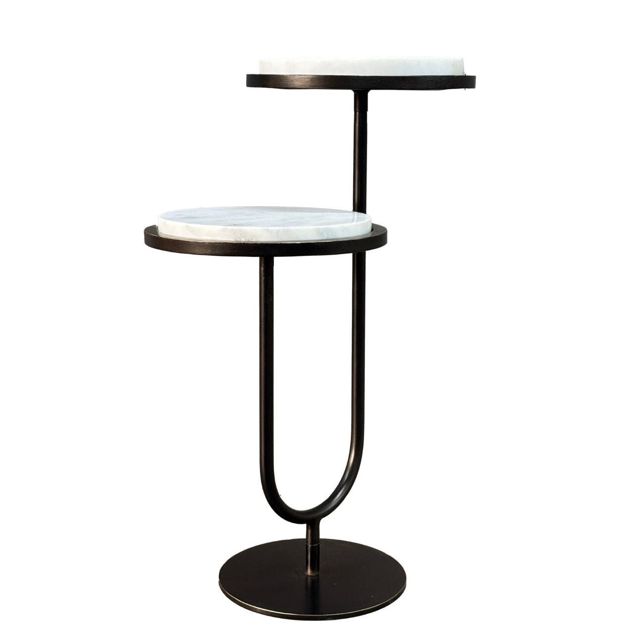 Utopia Deep Bronze 2 Tiered Side Table with Marble Top Furniture
