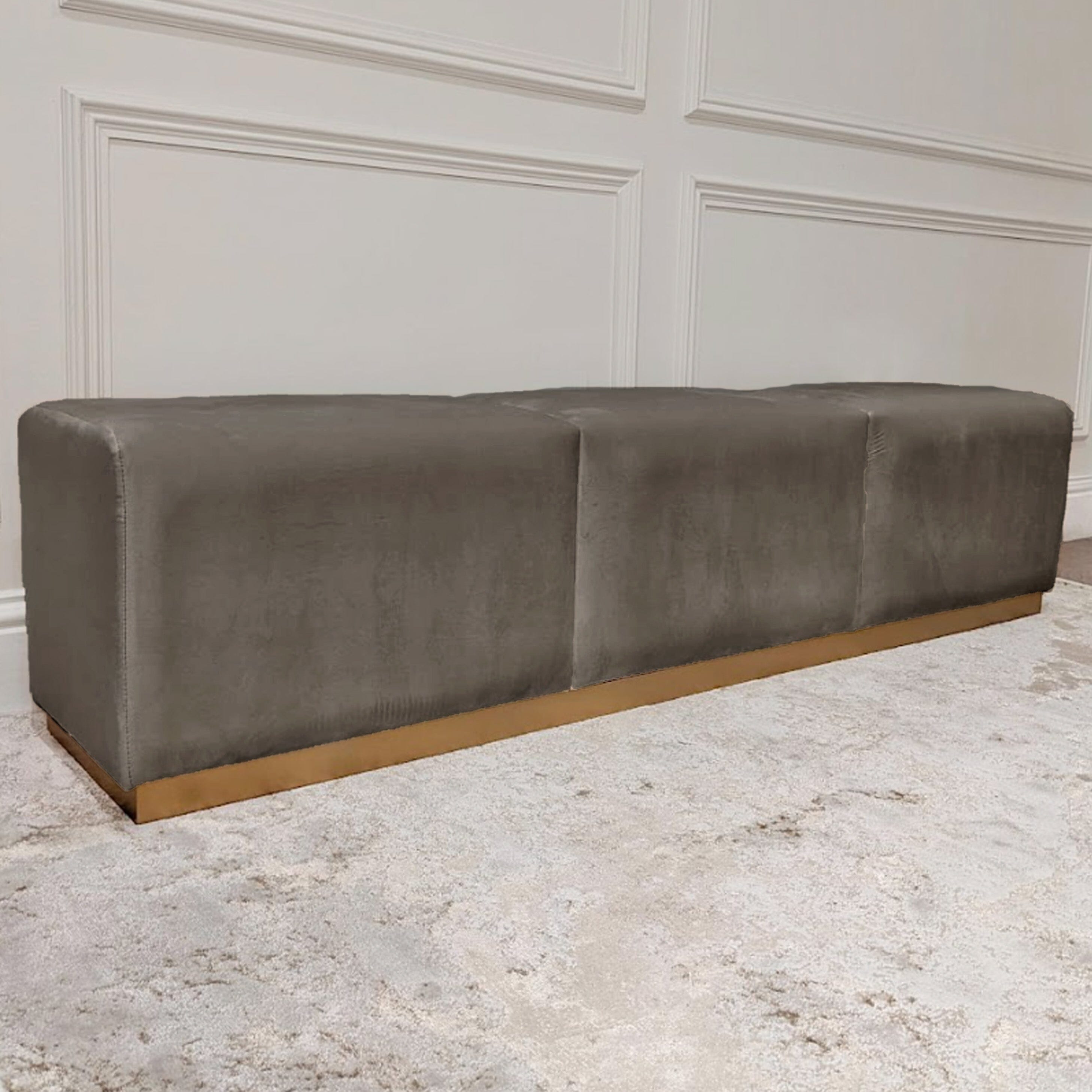 Valentina Charcoal & Gold Premium Upholstered Bench Furniture