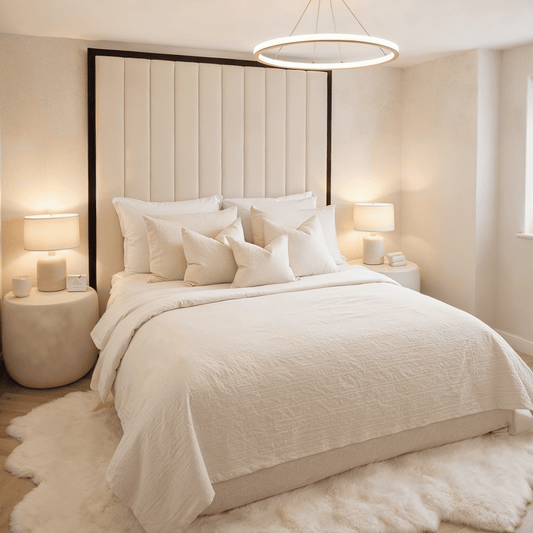 Valentina Cloud Boucle & Black Channelled Headboard Beds and Headboards