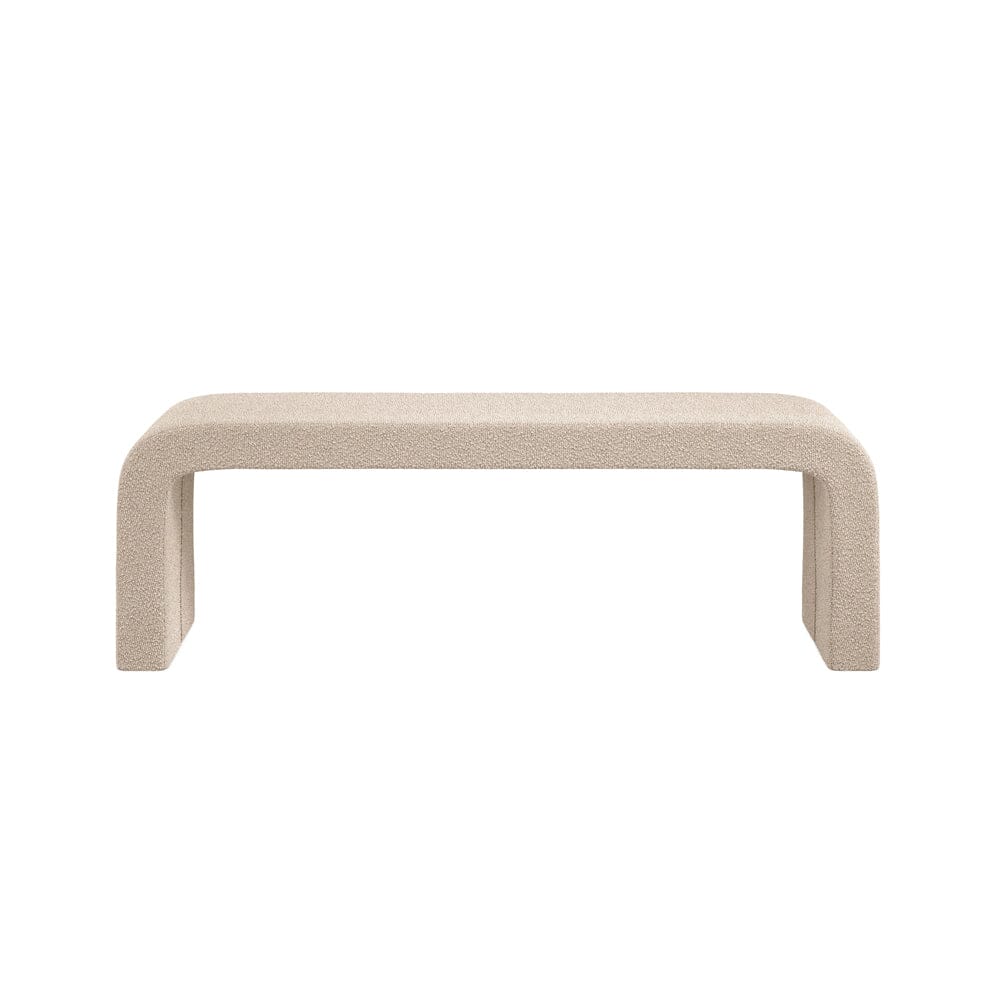 Valiona Cream Boucle Curved Bench Furniture