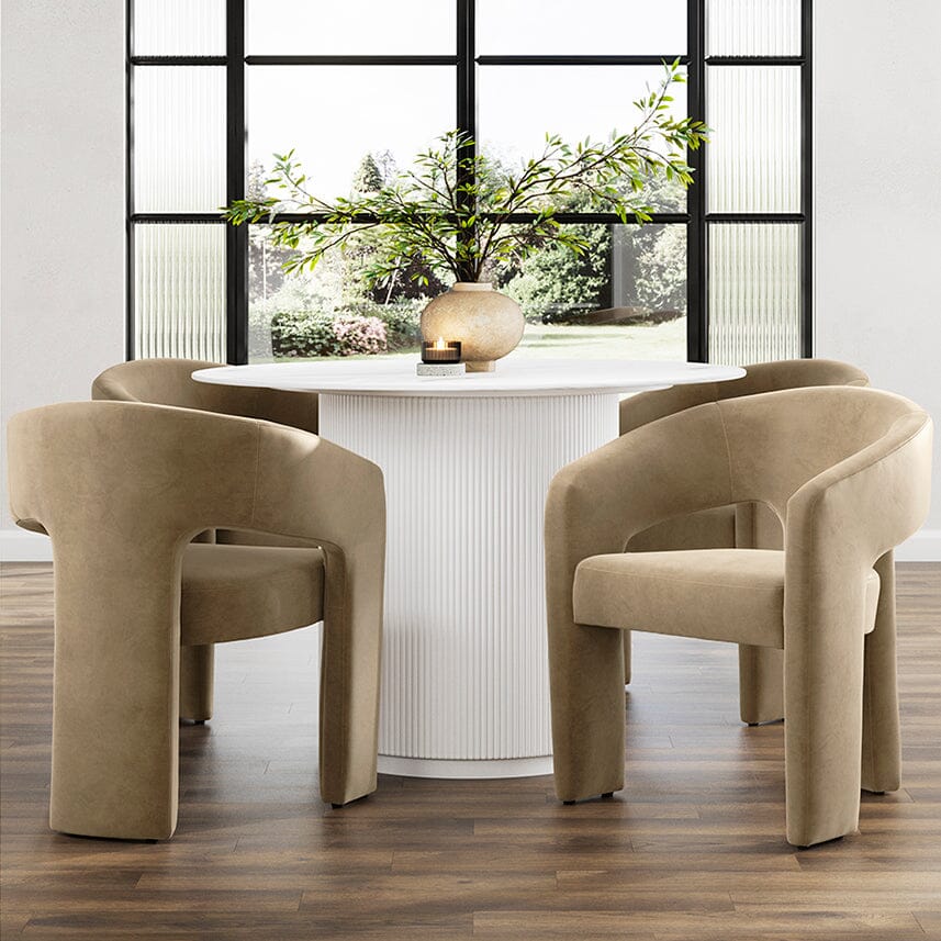Valross Curved Back Taupe Velvet Accent Chair Furniture