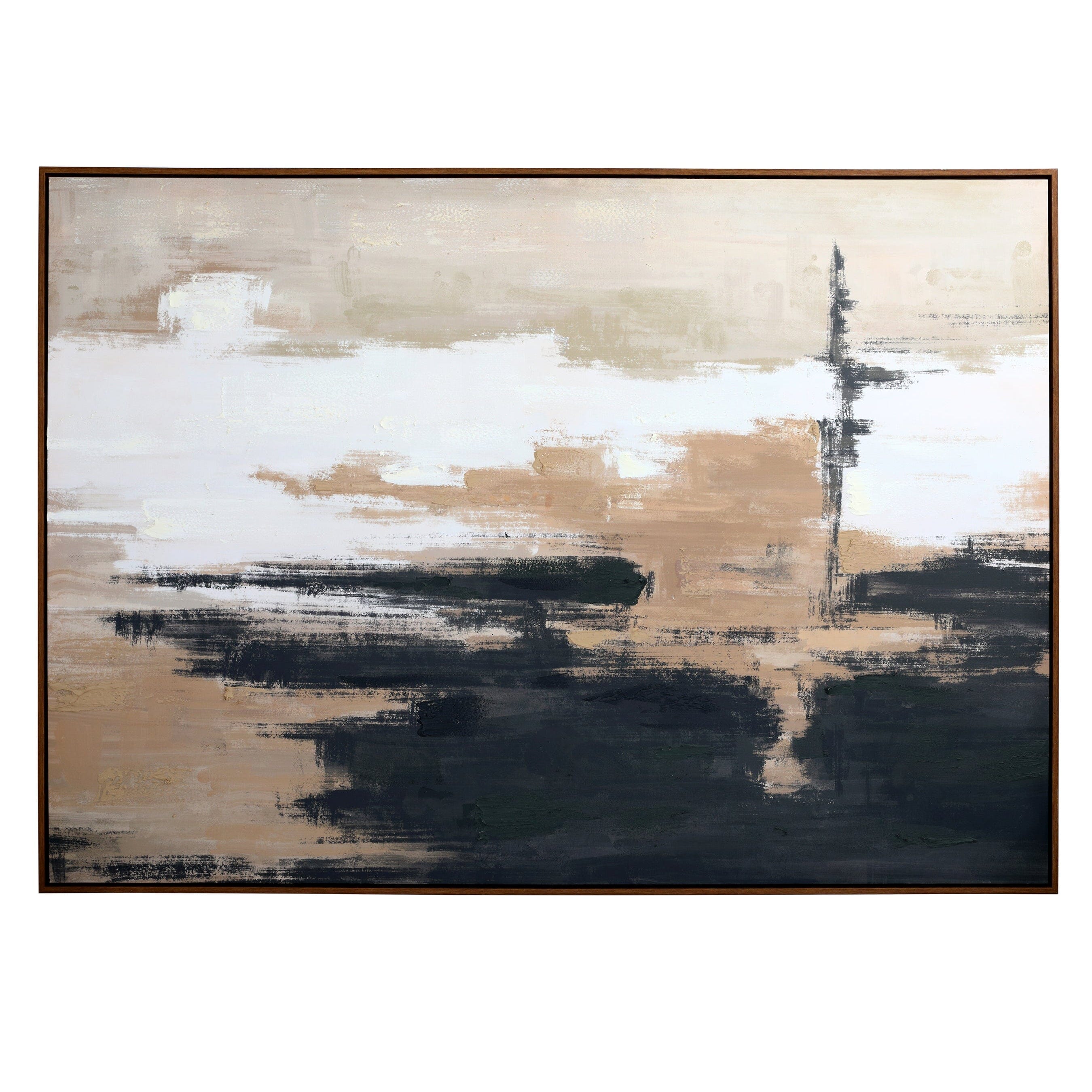 Vannes Large Taupe & Black Abstract Framed Wall Art Accessories