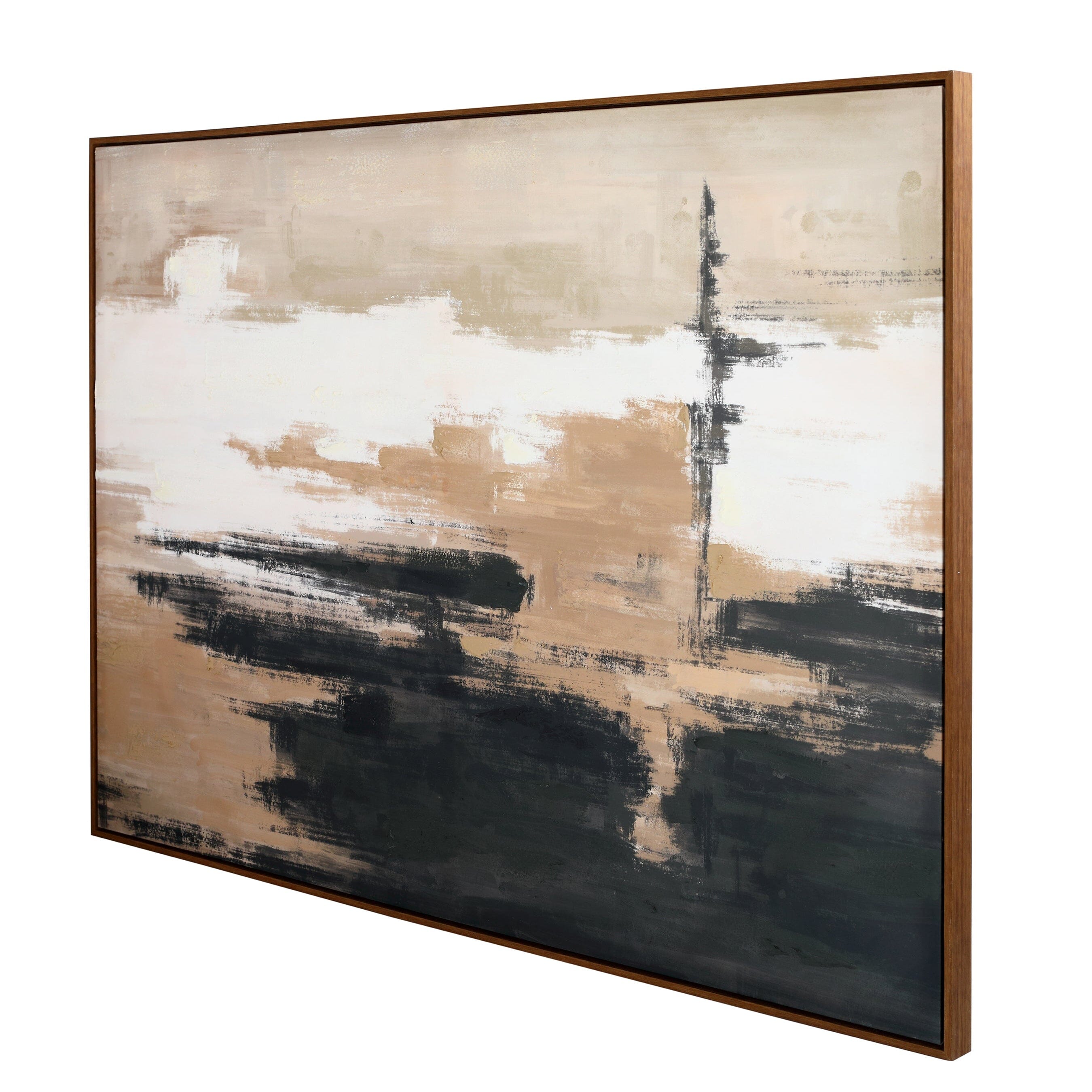 Vannes Large Taupe & Black Abstract Framed Wall Art Accessories