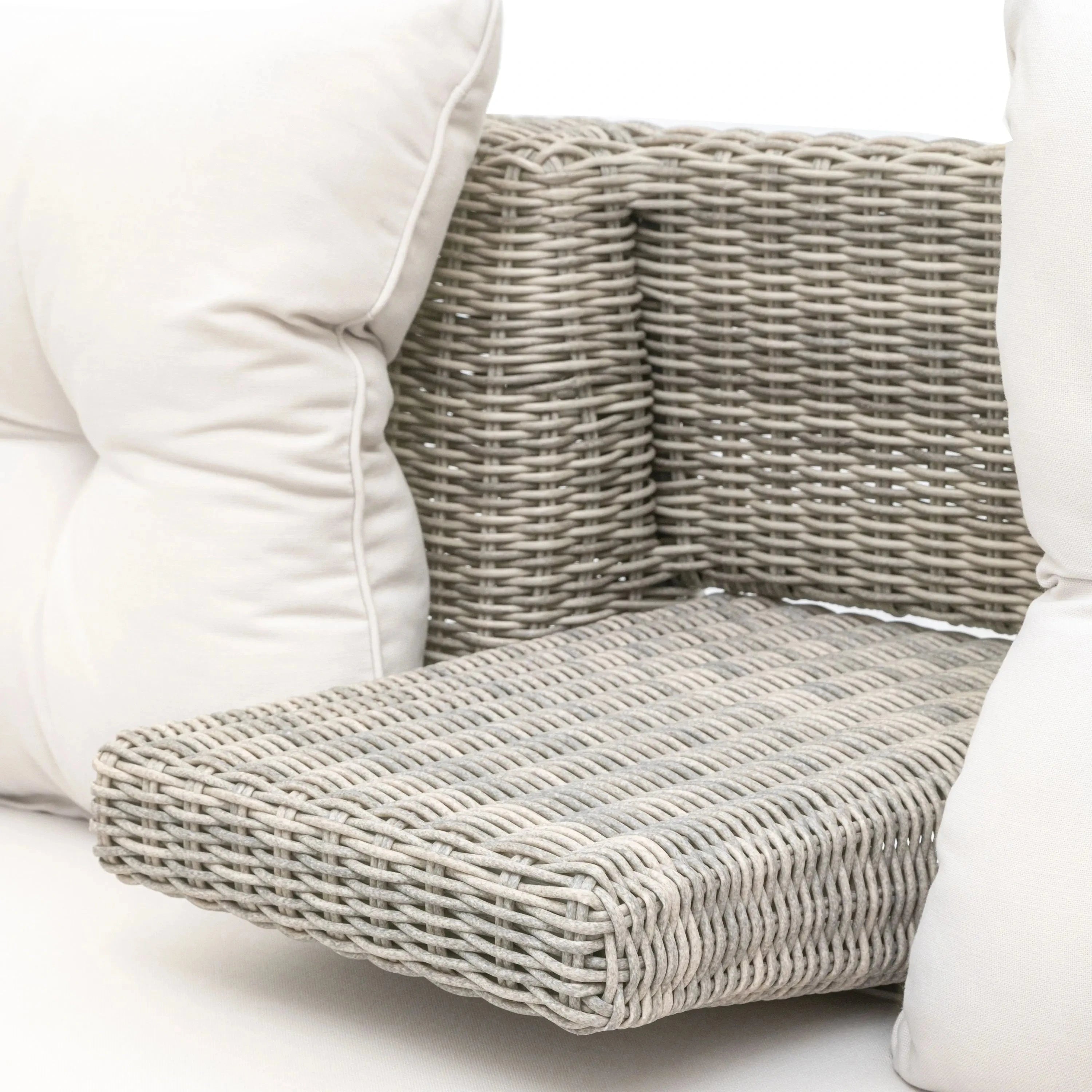 Vazzano Cream & Rattan 2 Seater Outdoor Storage Sofa Outdoor