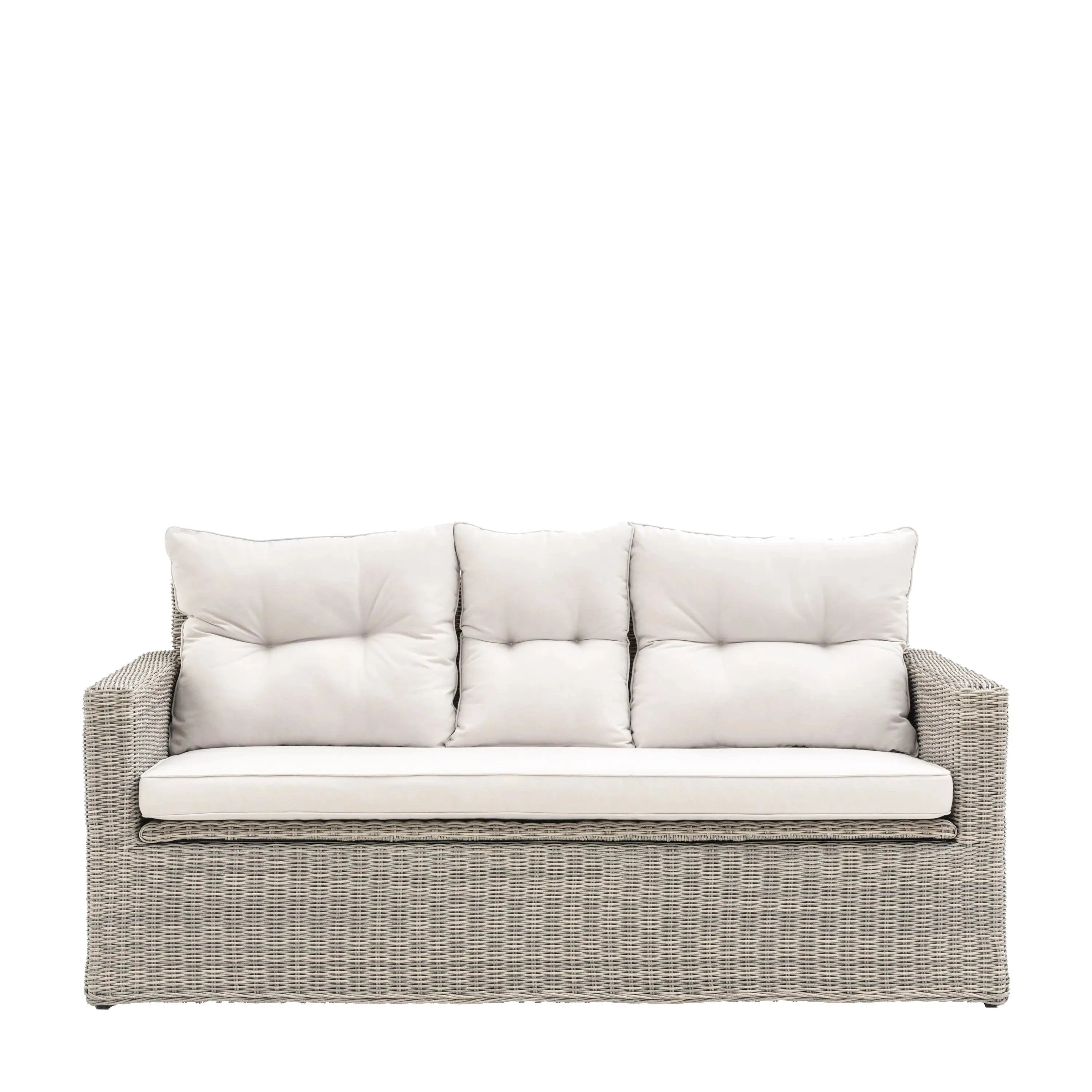 Vazzano Cream & Rattan 2 Seater Outdoor Storage Sofa Outdoor