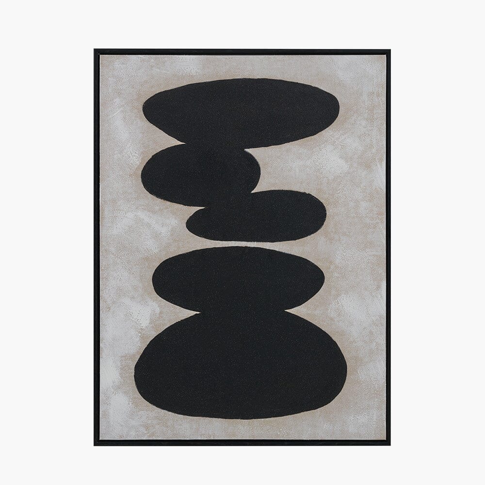 Velvyn Black & Natural Stone Design Canvas Wall Art Accessories