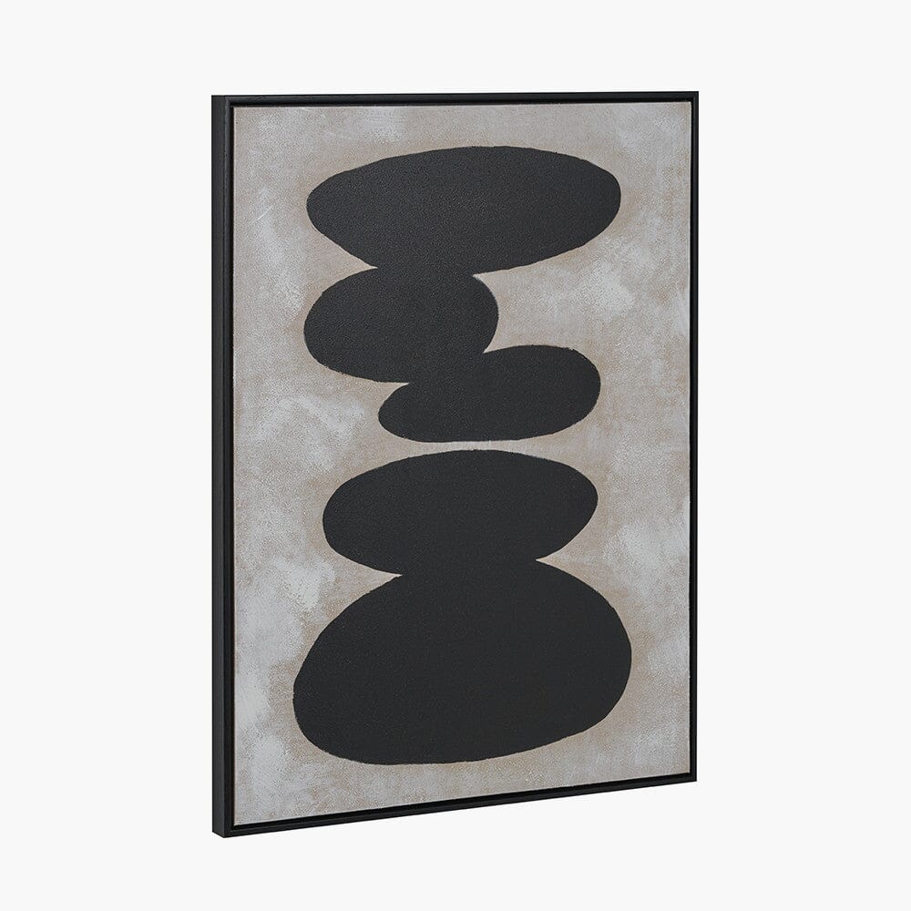 Velvyn Black & Natural Stone Design Canvas Wall Art Accessories