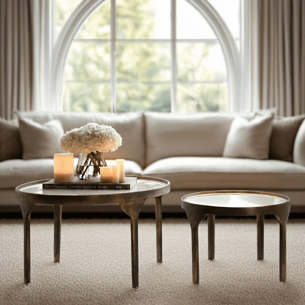 Venice Bronze Coffee Tables with Glass Top- Set of 2 Furniture