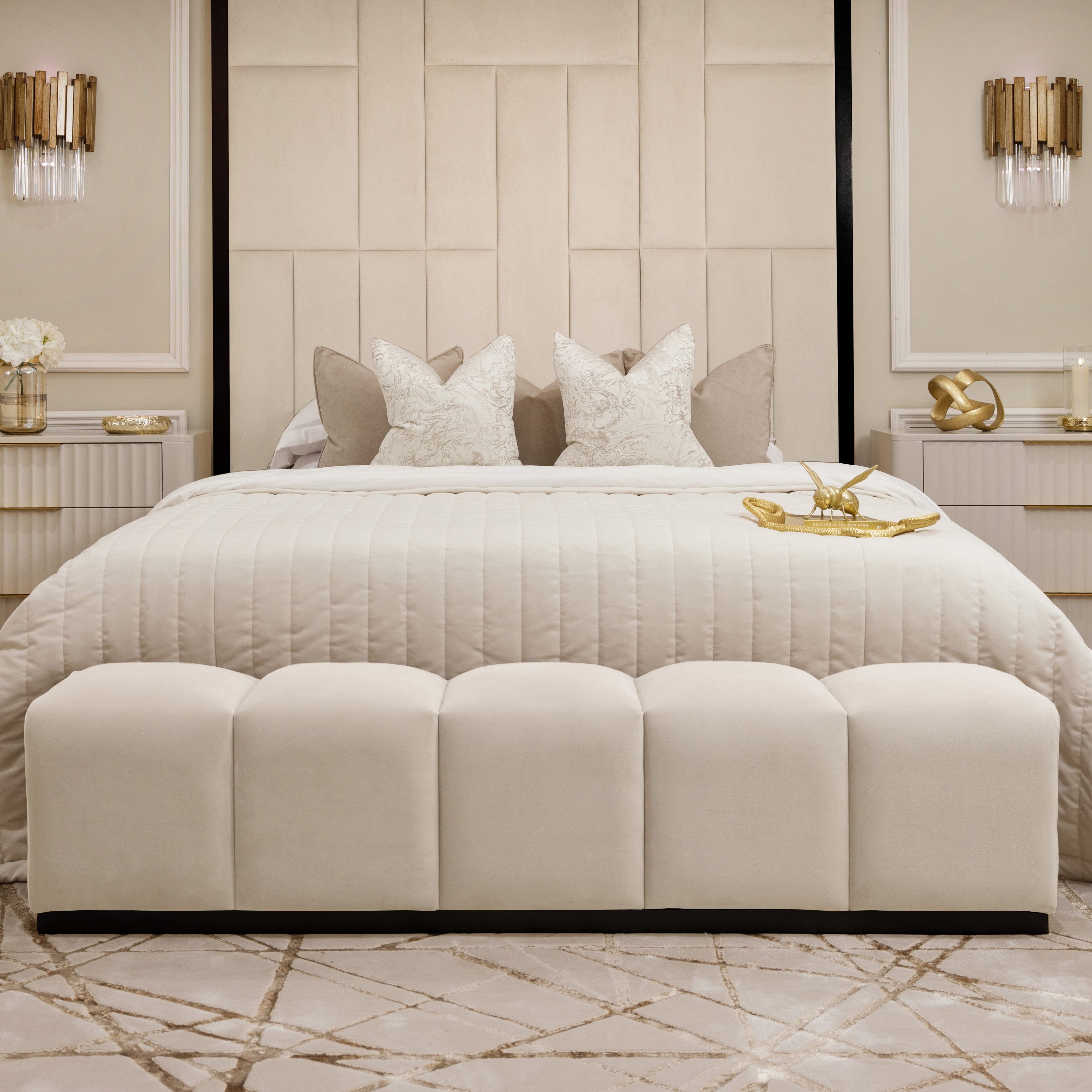 Venus Cream Premium Upholstered Bench