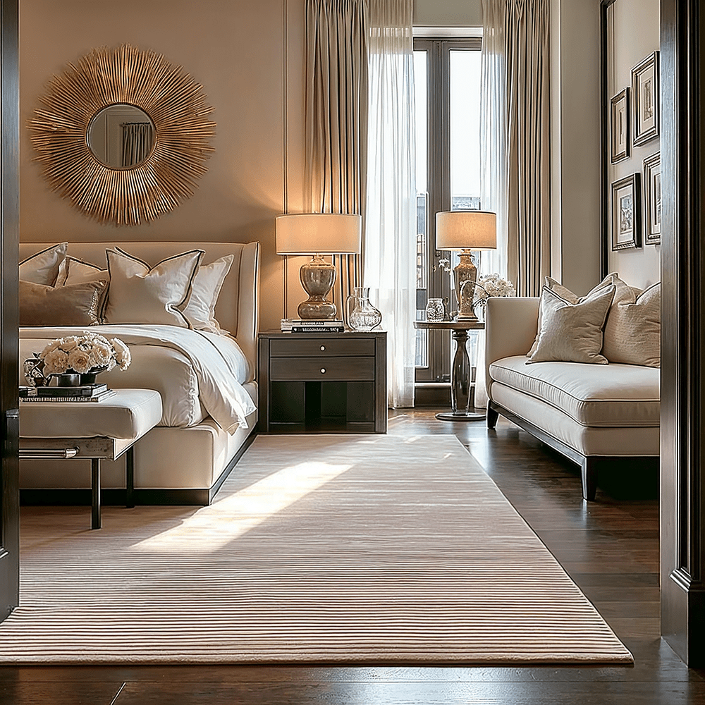 Venzia Beige Stripe Rug Textiles