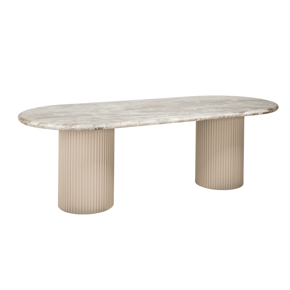 Verinne Luxury Large Oval Marble Top Dining Table Furniture
