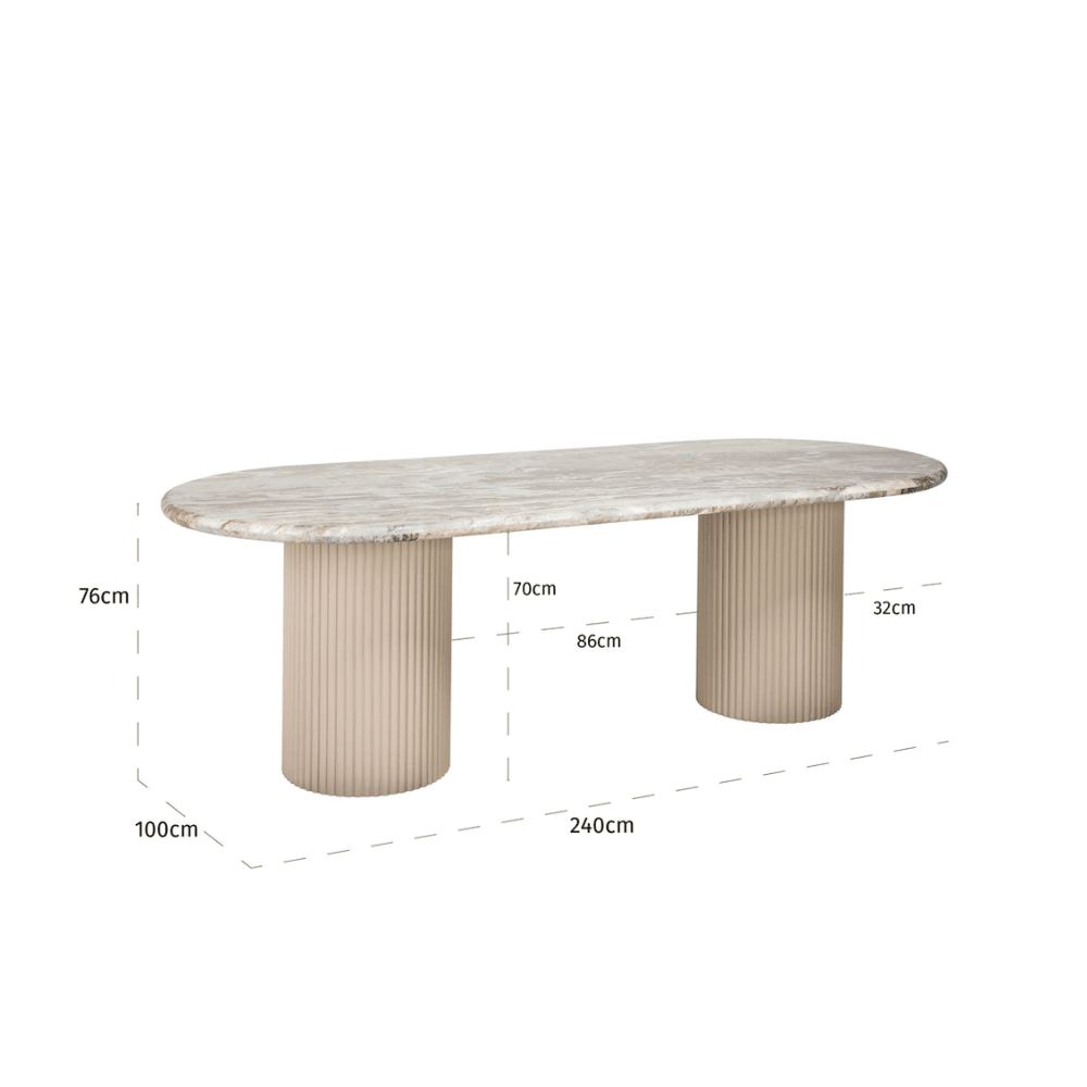 Verinne Luxury Large Oval Marble Top Dining Table Furniture