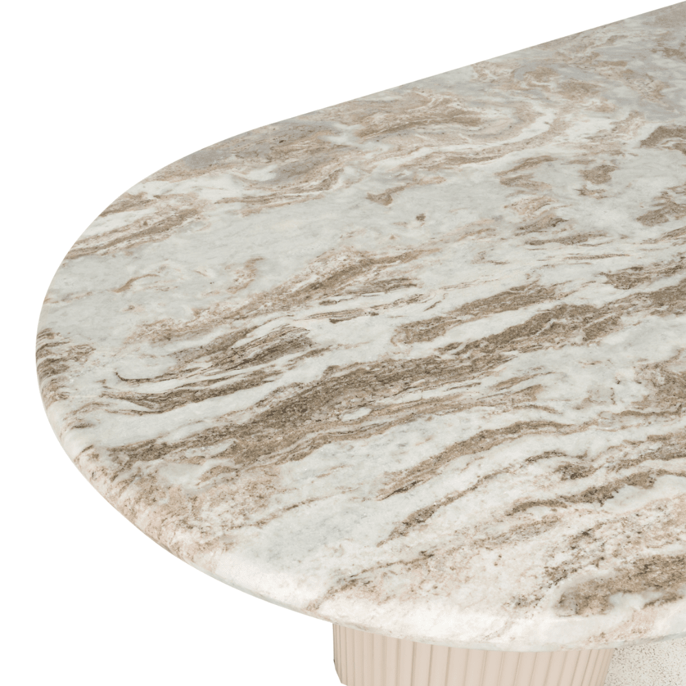 Verinne Luxury Large Oval Marble Top Dining Table Furniture
