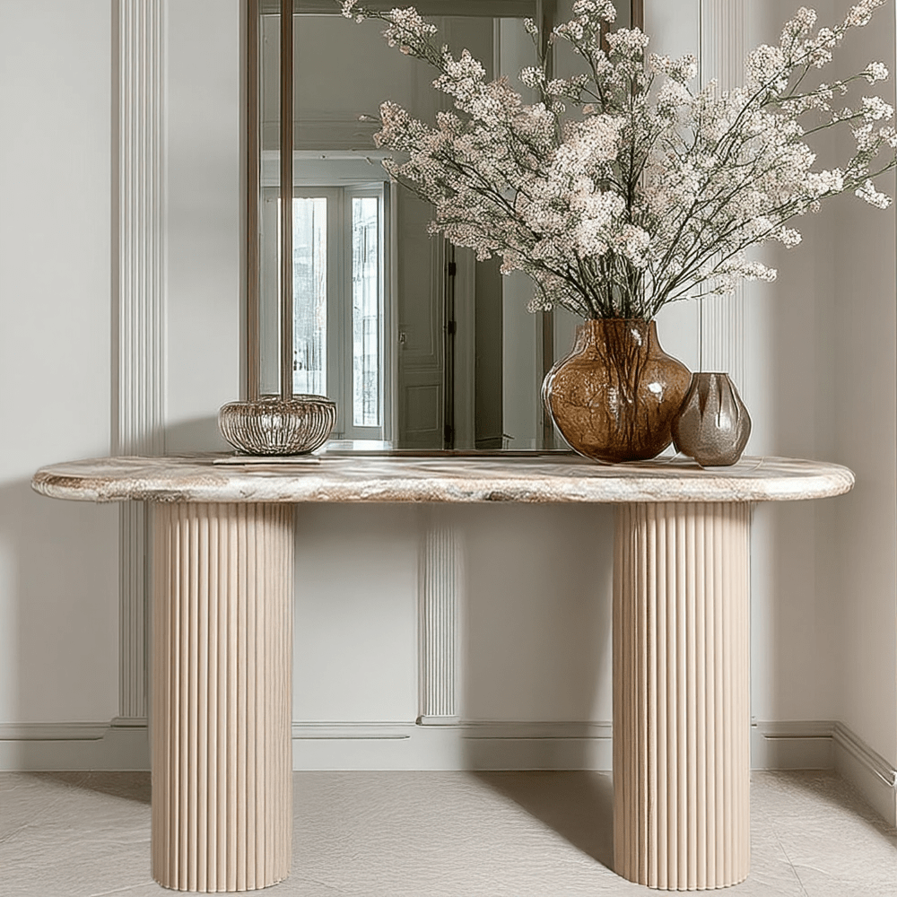 Verinne Oval Marble Top Console Table Furniture