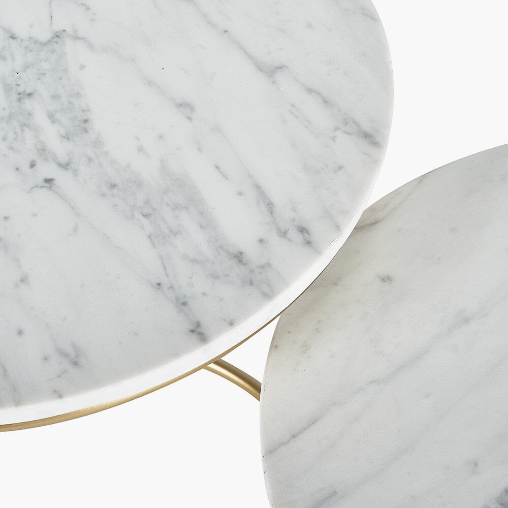Verona White & Gold Round Set of 2 Side Tables Furniture