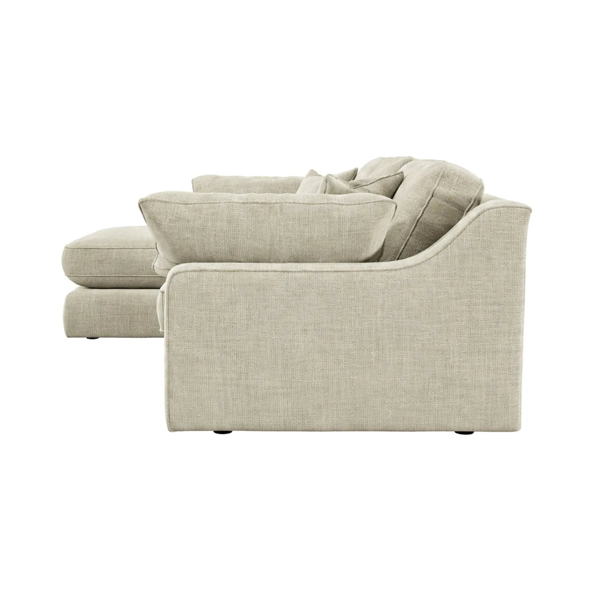 Victoria Beige Textured Large Chaise End Sofa - Left Hand Facing Sofa