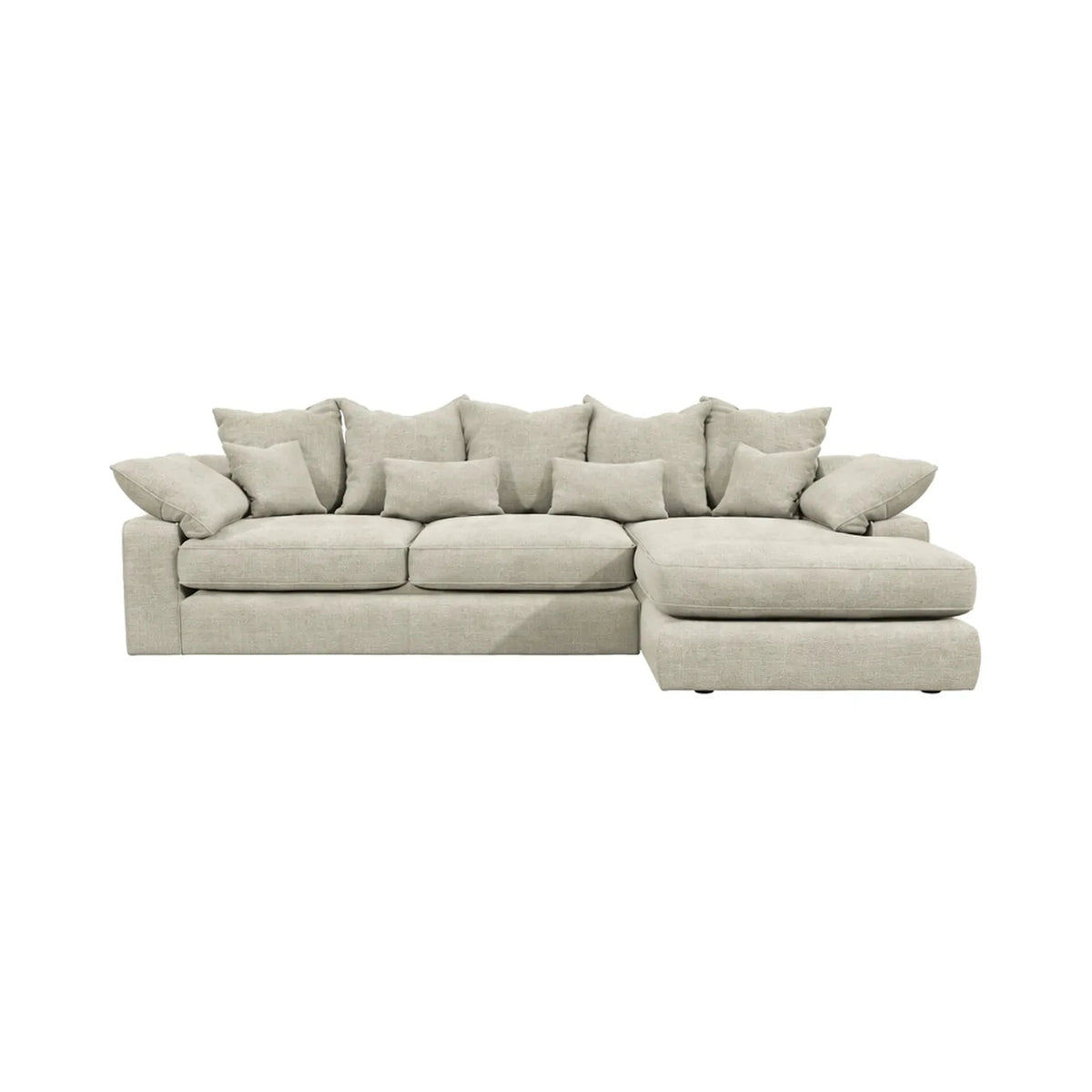 Victoria Beige Textured Large Chaise End Sofa - Right Hand Facing Sofa