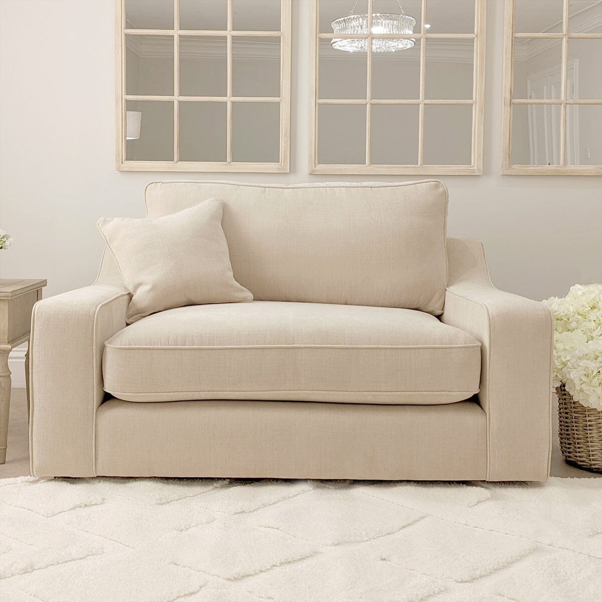 Victoria Beige Textured Love Seat Sofa