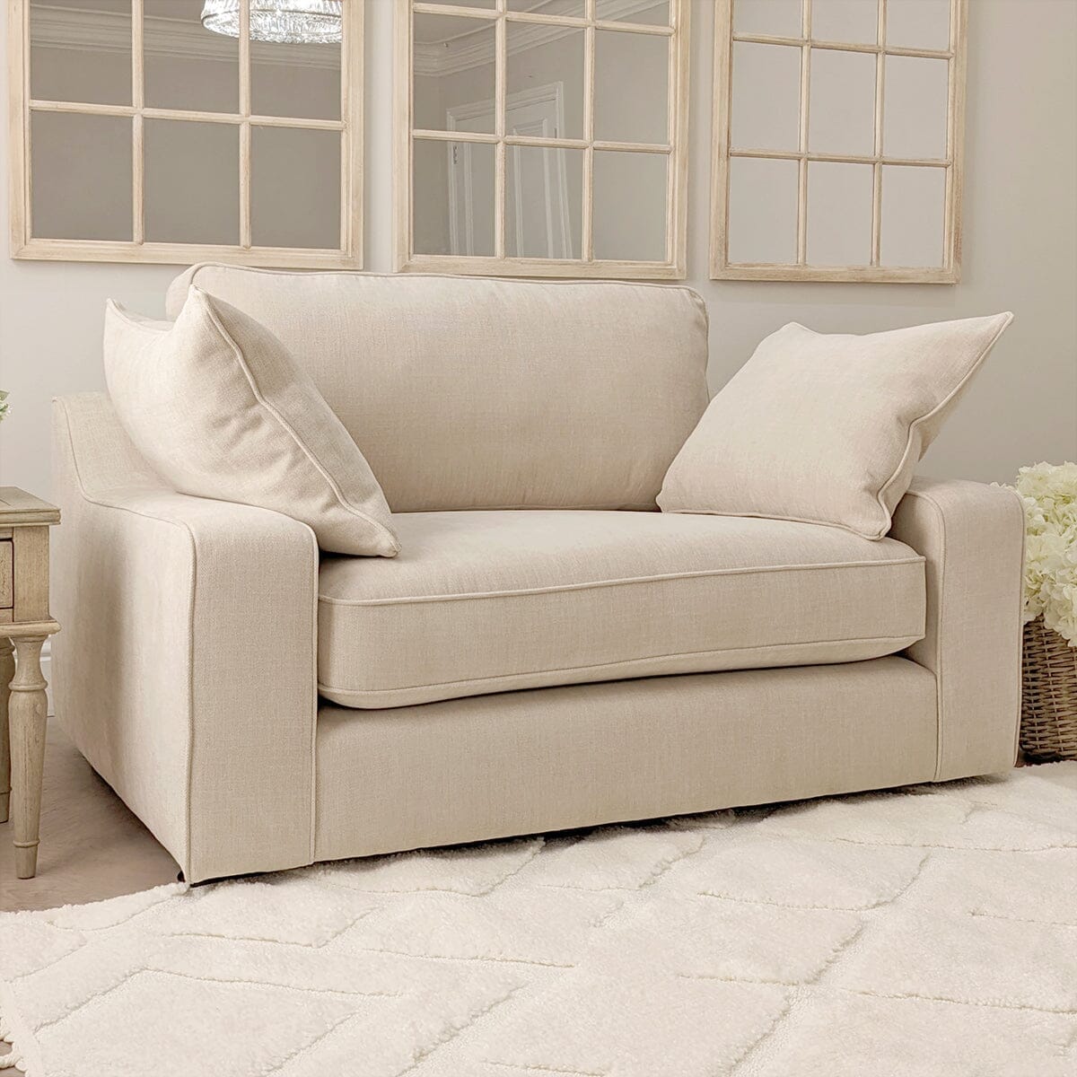 Victoria Beige Textured Love Seat Sofa