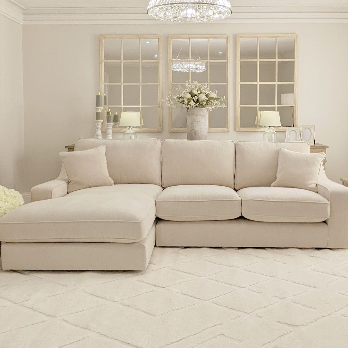 Victoria Beige Textured Medium Left Hand Facing Chaise End Sofa Sofa
