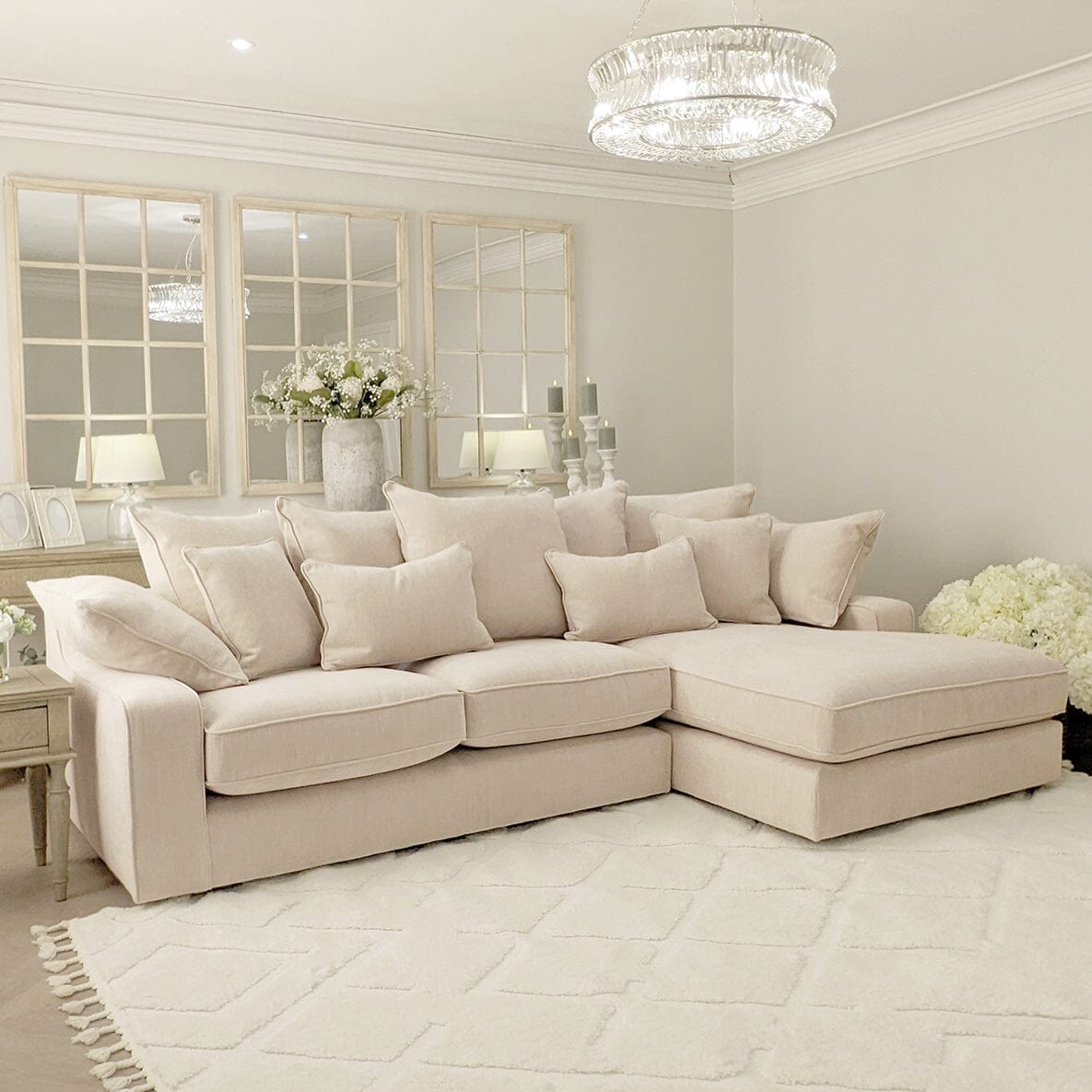 Victoria Beige Textured Pillow Back Medium Right Hand Facing Chaise End Sofa Sofa