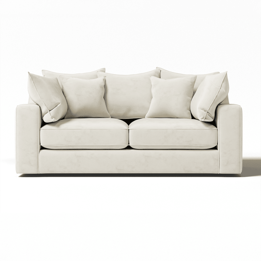 Victoria Cream Velvet 3 Seater Pillow Back Sofa MTO Sofa