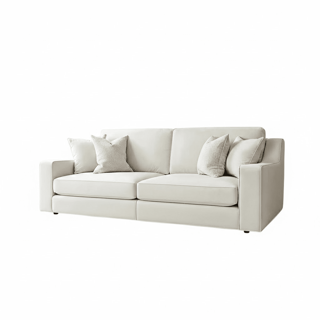 Victoria Cream Velvet 4 Seater Sofa Sofa