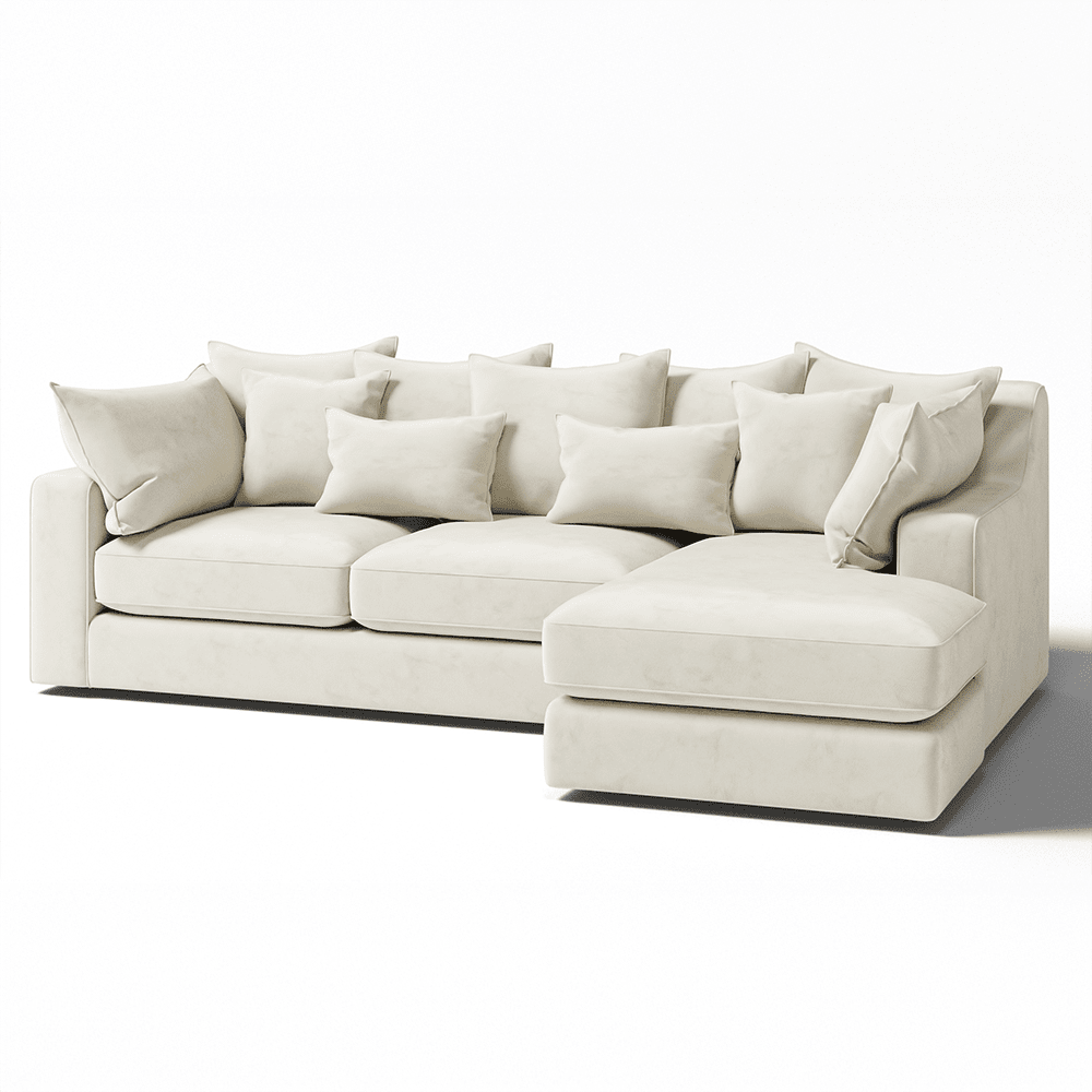 Victoria Cream Velvet Large Chaise End Sofa Sofa