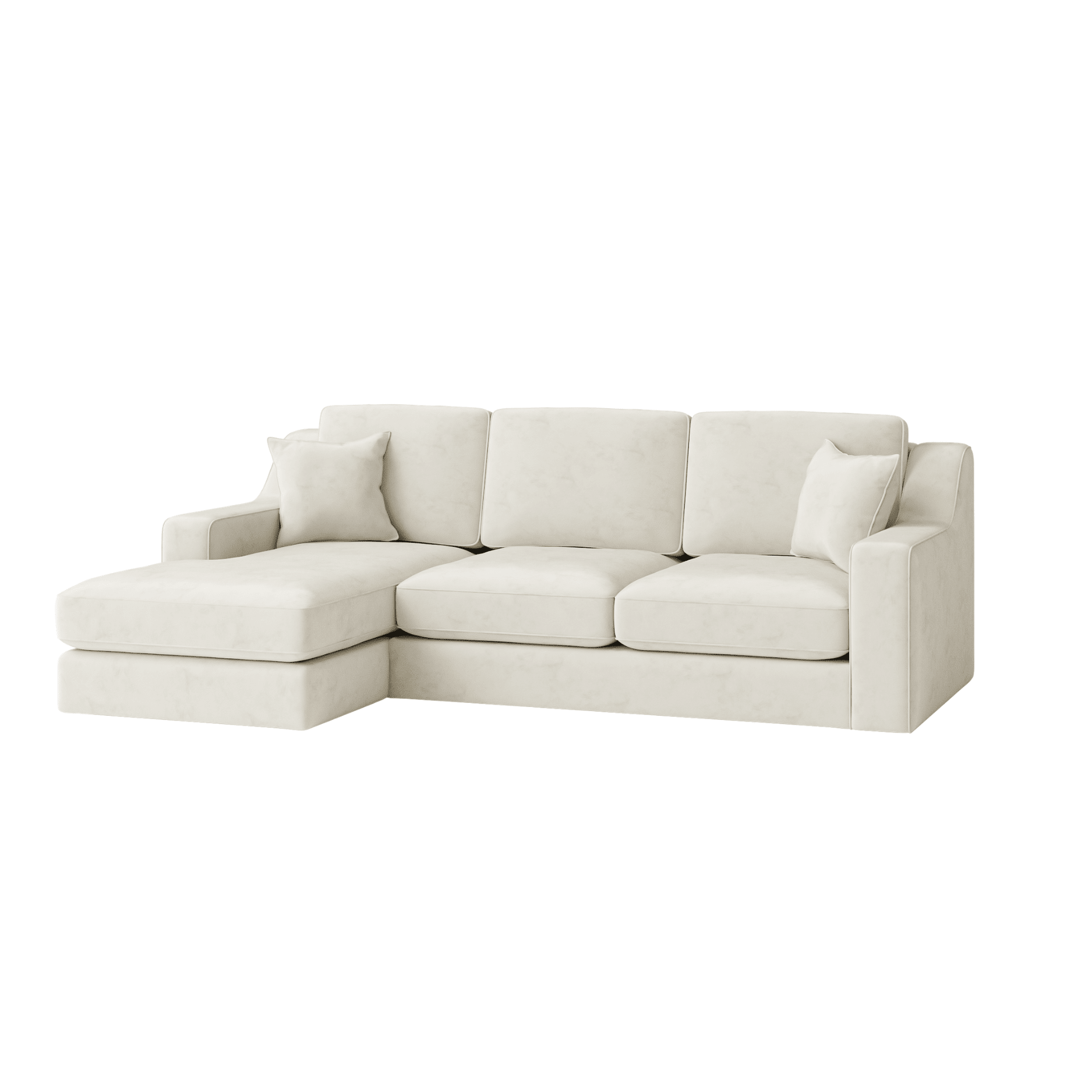 Victoria Cream Velvet Medium Left Hand Facing Chaise End Sofa Sofa